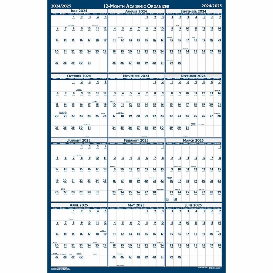 House Of Doolittle Academic July June Wall Calendar Julian Dates Yearly 1 Year July 2025 June 2026 24 X 37 Sheet Size 1 13 X 1 63 