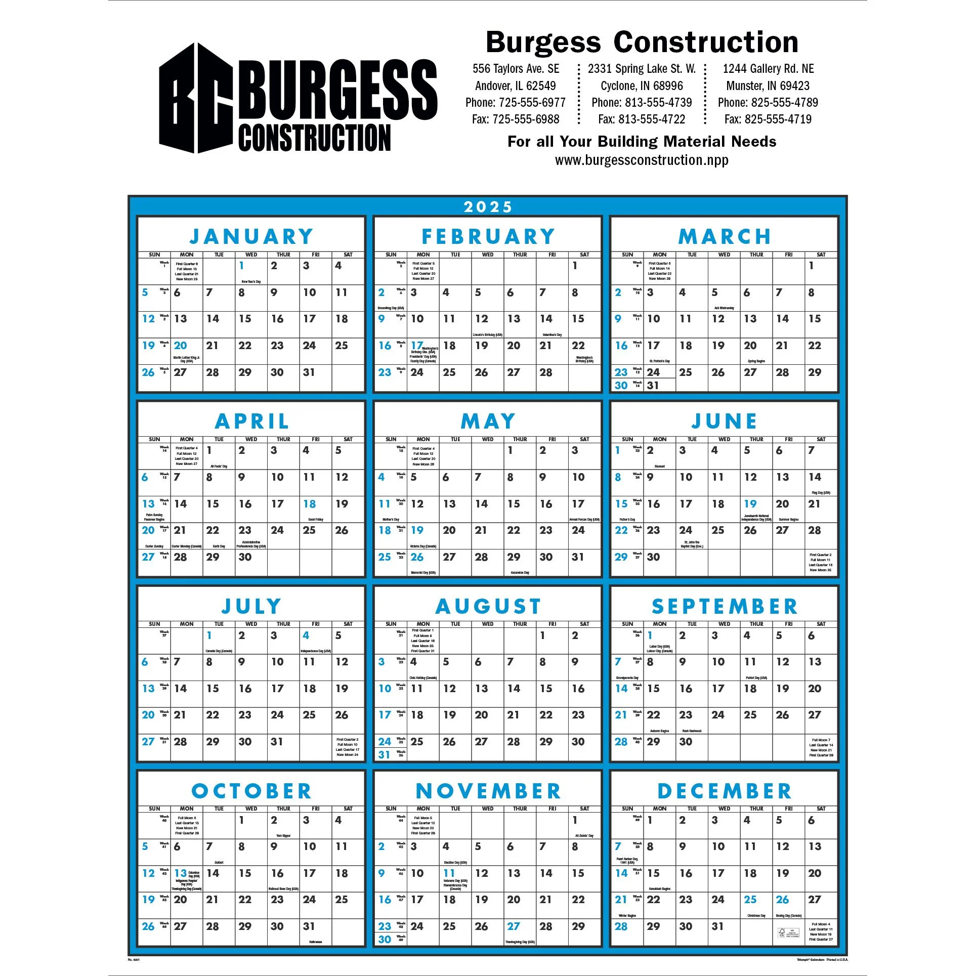 Imprinted Span A Year Non Laminated Calendars 2026 