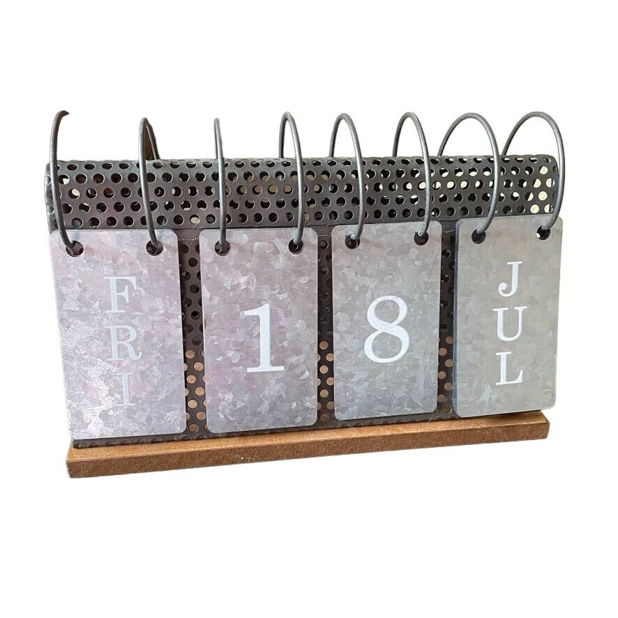Industrial Desktop Perpetual Flip Calendar U Large Metal Wood Date Numbers Steam EBay