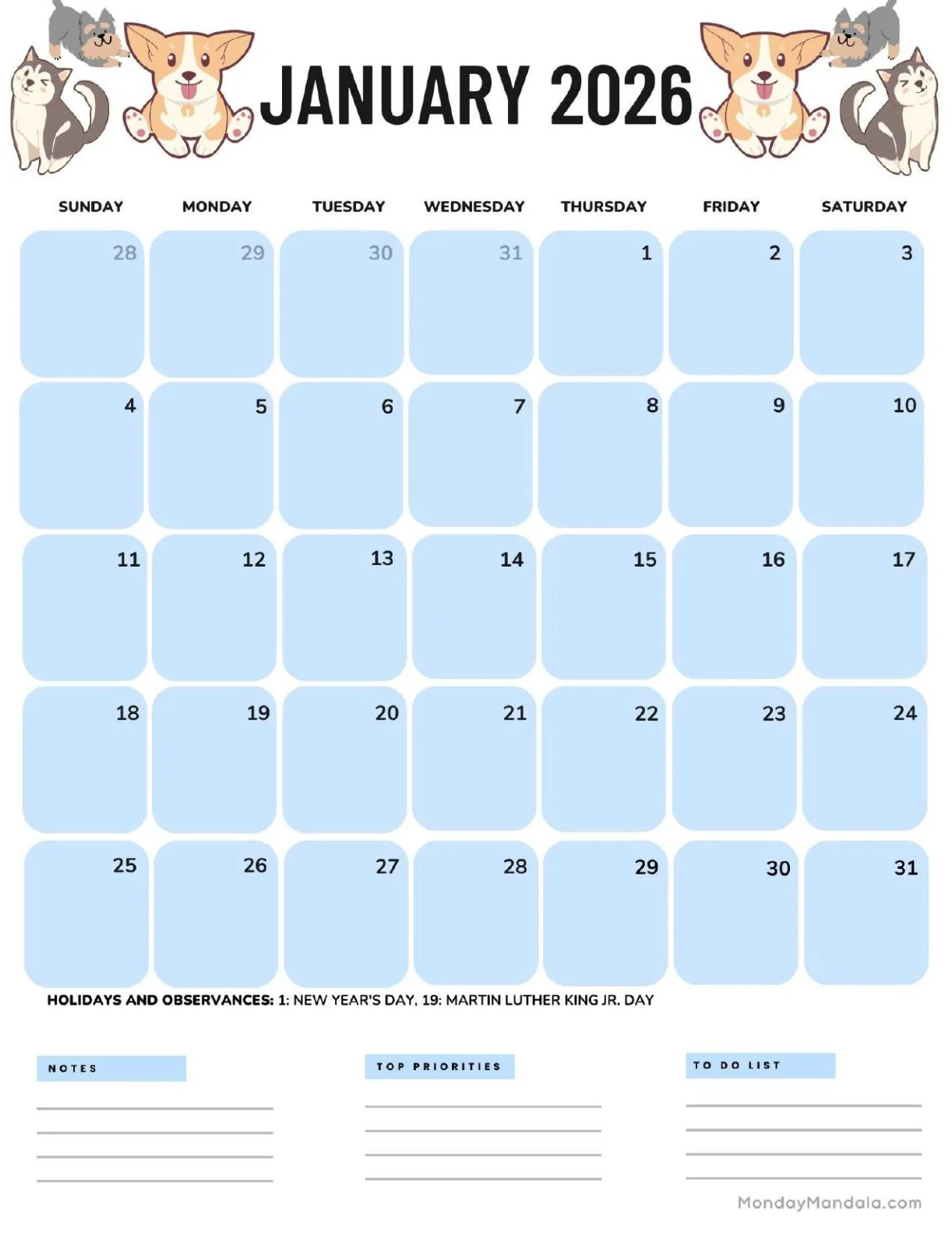 January 2026 Calendars Free PDF Printables 