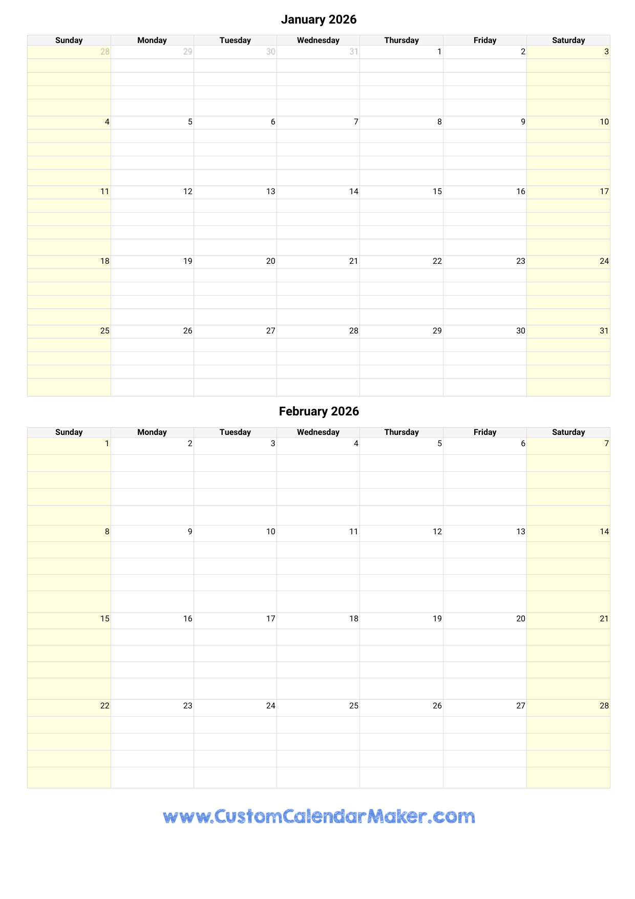 Jan 2026 Calendar Printable Pdf Free Download