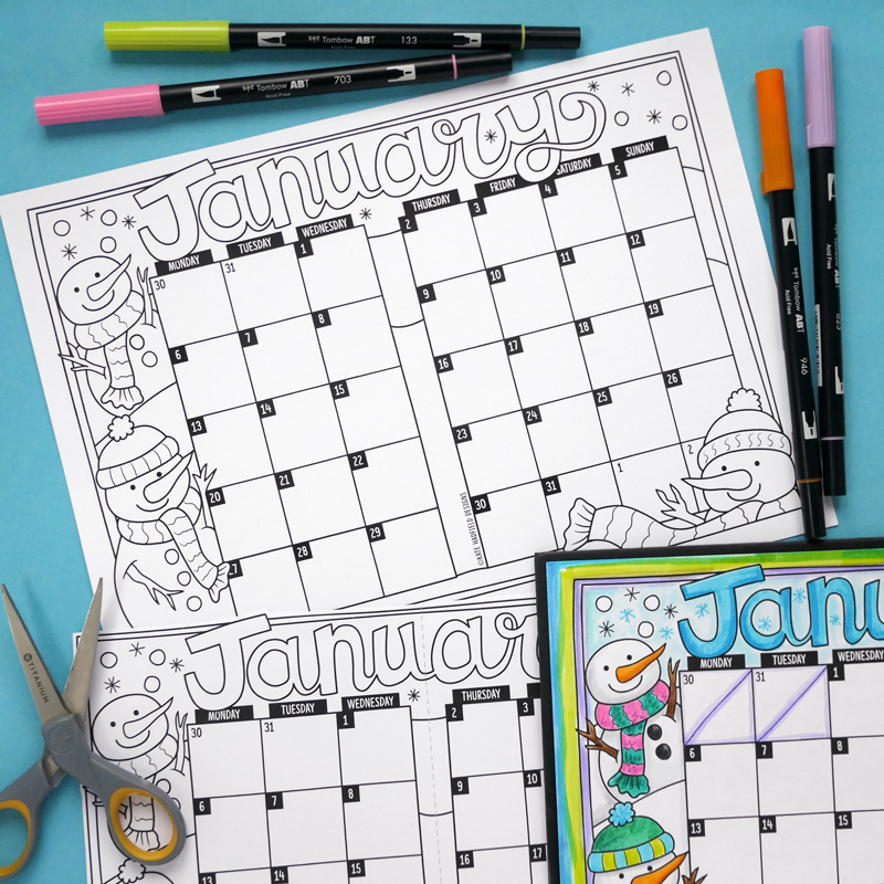 january bullet journal calendar printable kate hadfield designs