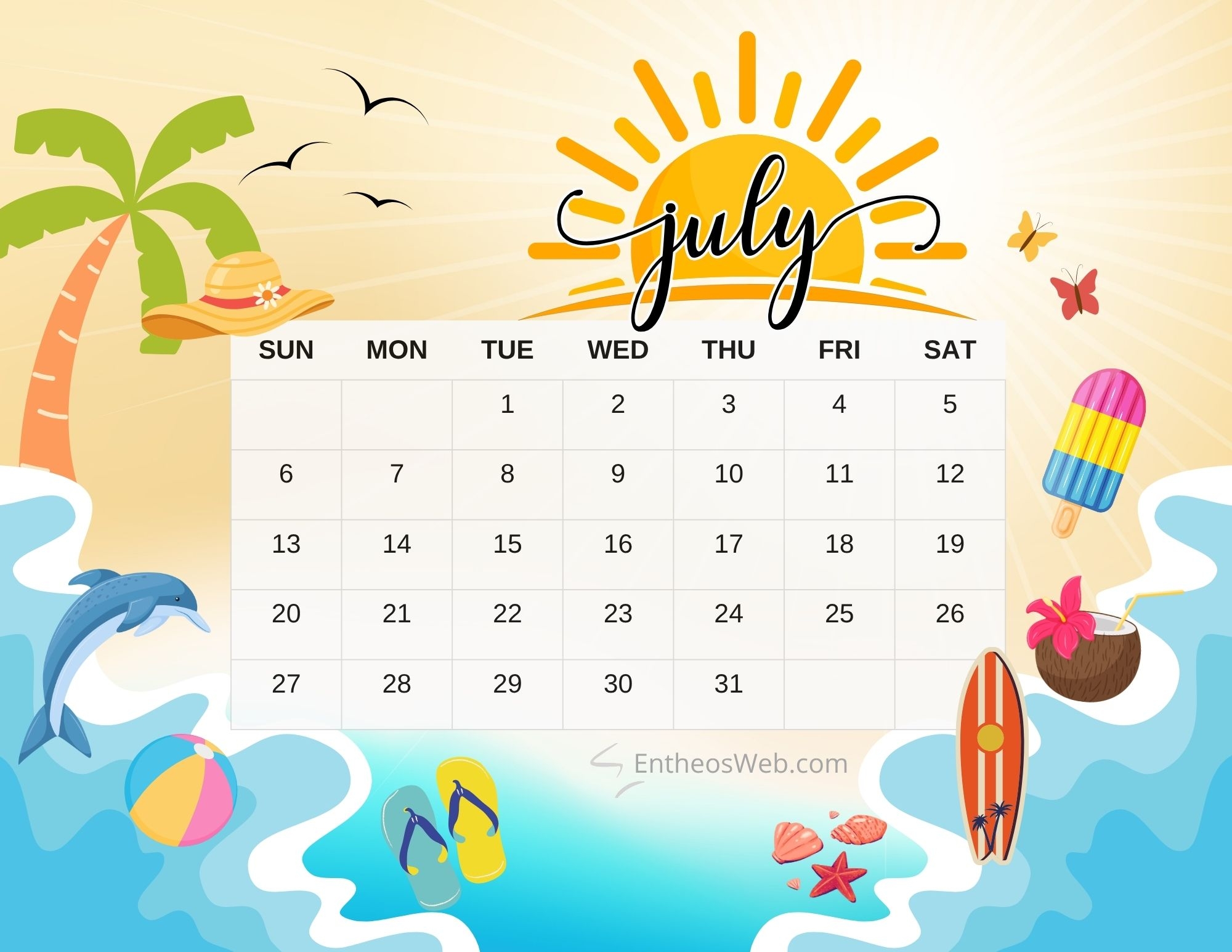July 2025 Calendar Printables EntheosWeb