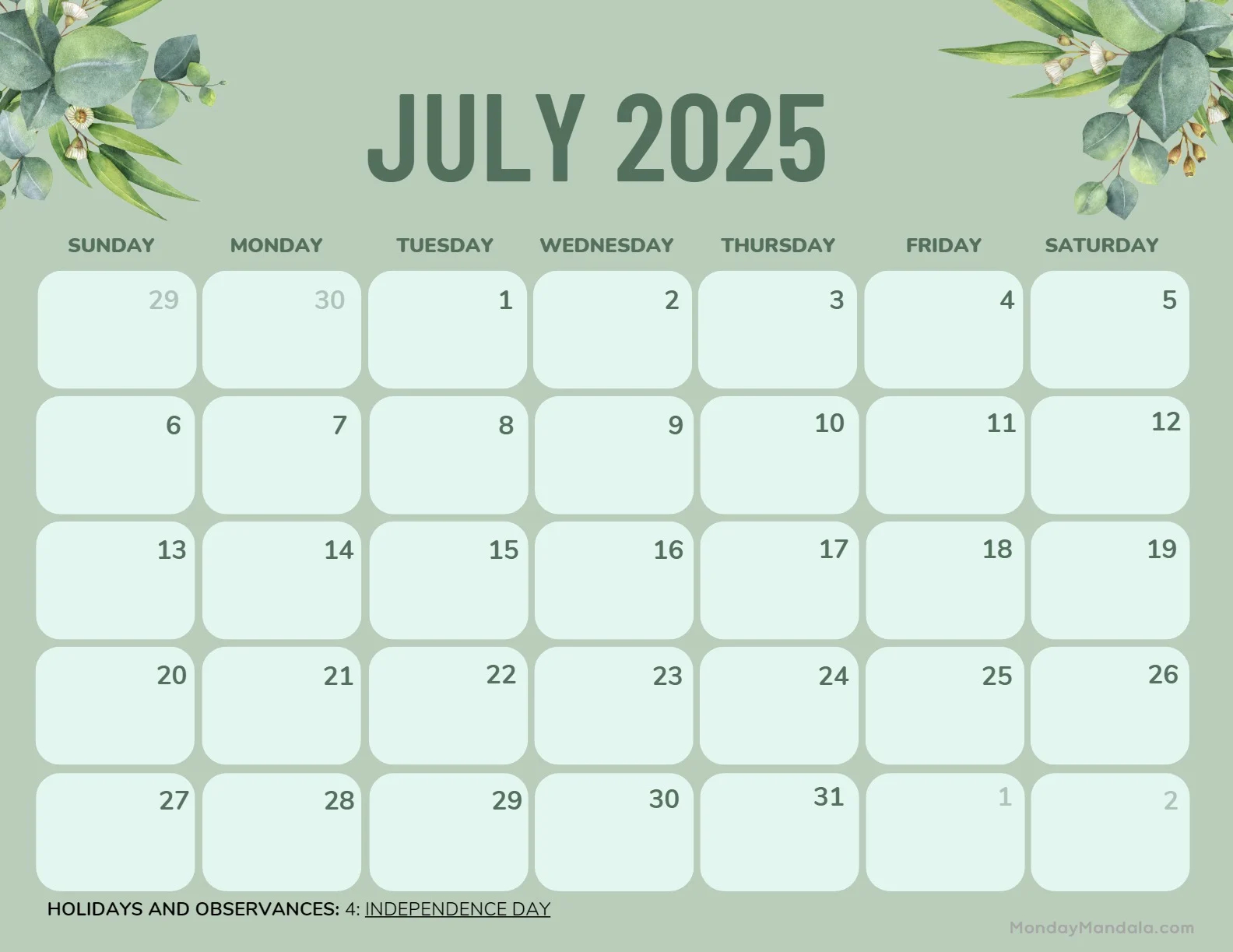 July 2025 Printable Calendar 52 Free PDF Printables 