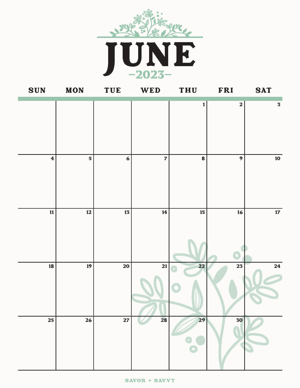 June Printable Calendar