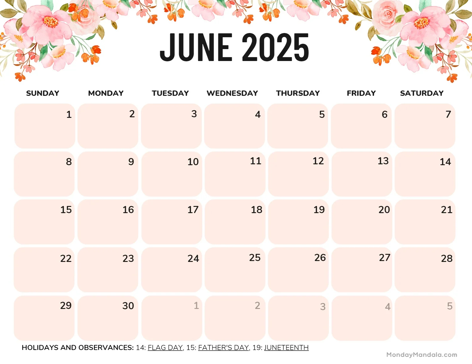 Landscape Calendar 2025 Printable