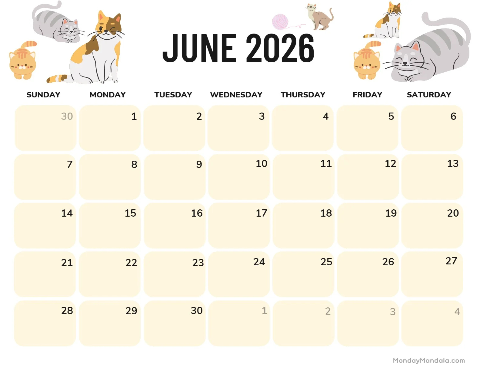 June 2026 Calendars 52 Free PDF Printables 