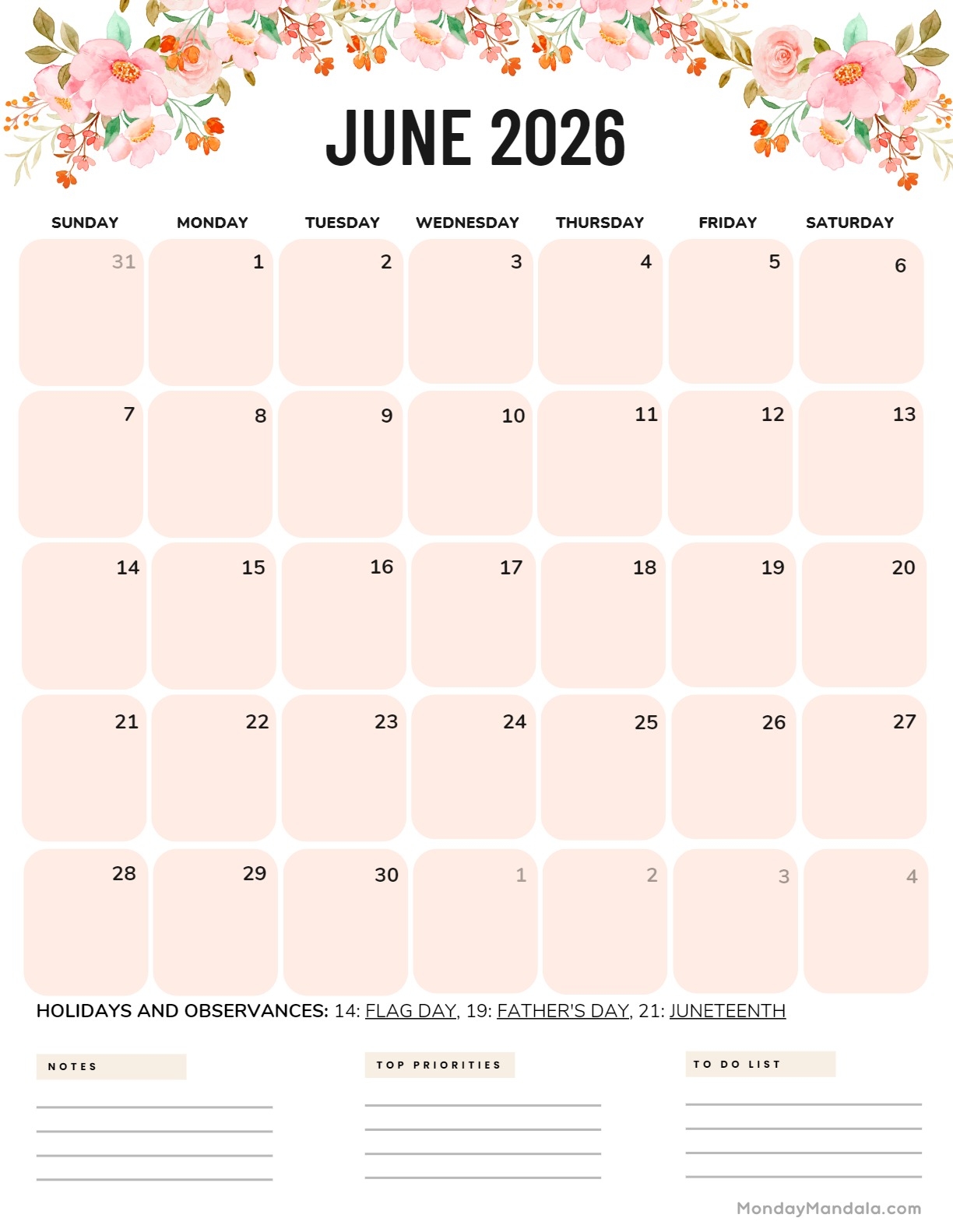 June 2026 Calendars 52 Free PDF Printables 
