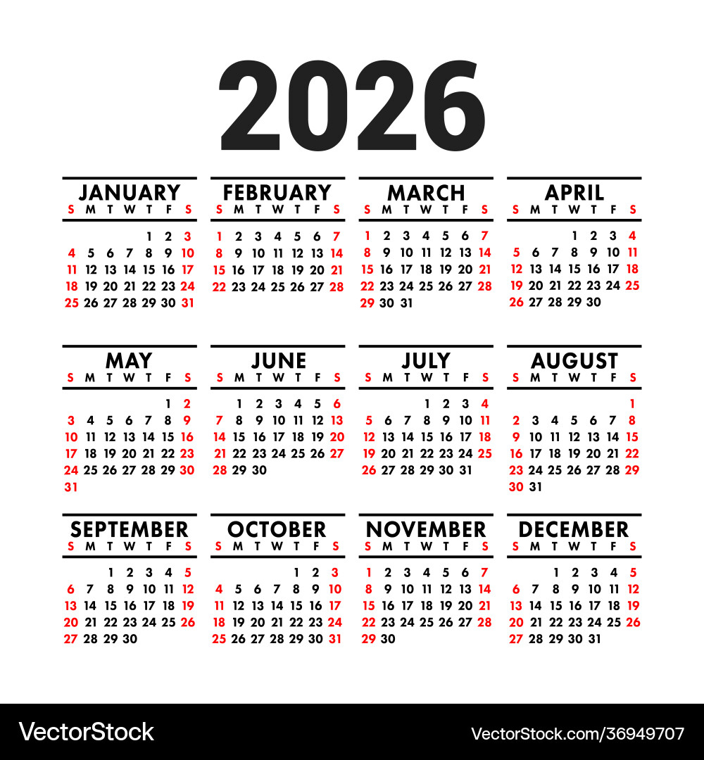 Kalender 2026 Englische Quadratische Wand Oder Tasche
