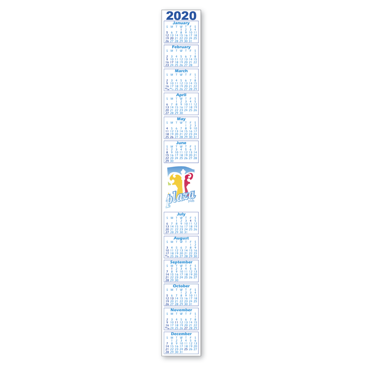 KWV 47 Kwik Stik Vertical Strip Calendar FULL Color FINN Line