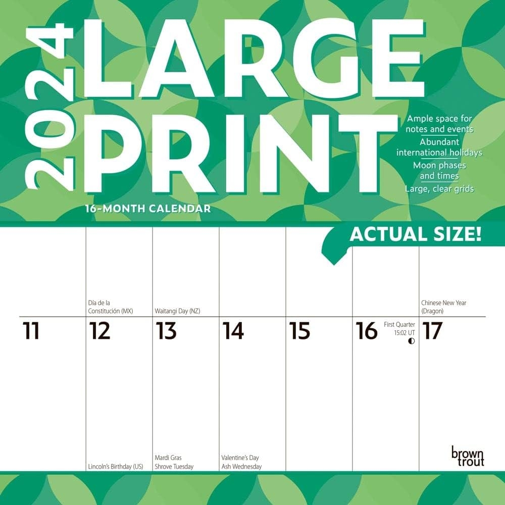 Large Print 2024 12 X 24 Inch Monthly Square Wall Calendar Matte Paper BrownTrout Easy To See Large Font BrownTrout Publishers Inc BrownTrout Publishers Editing Team BrownTrout Publishers Design Team 9781975463656 Amazon Books