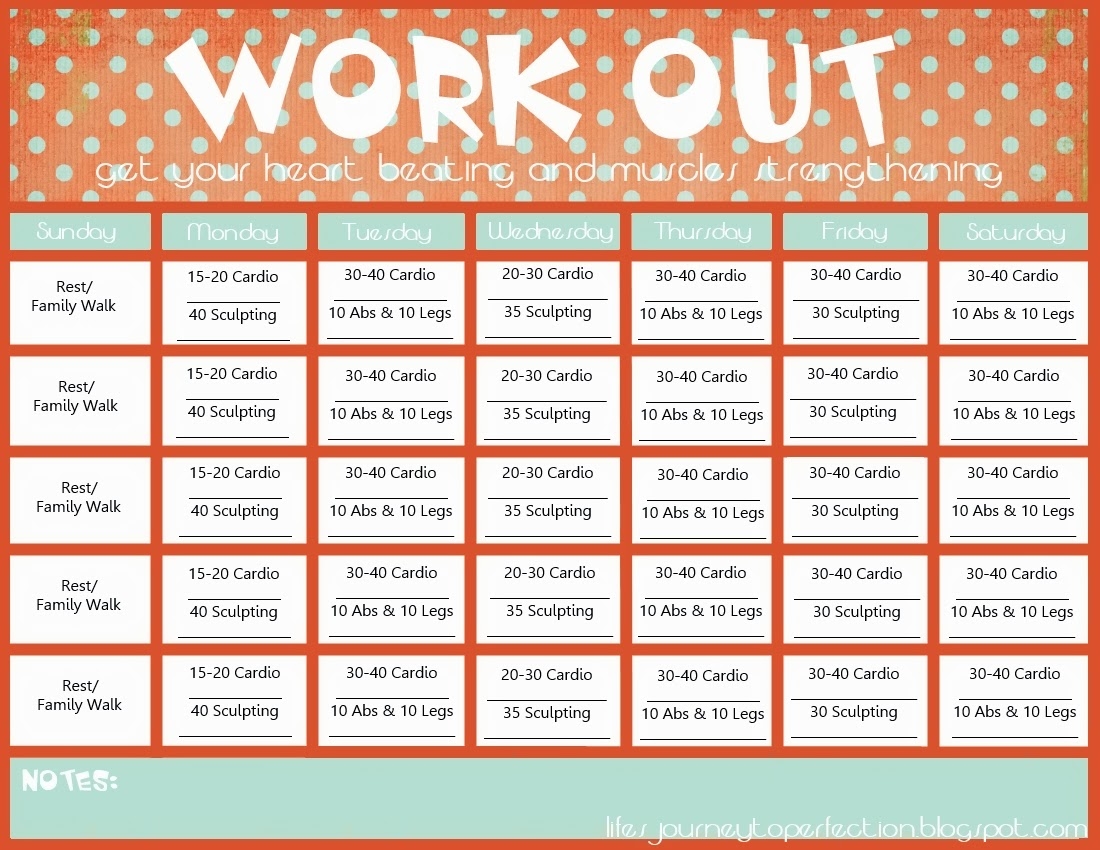Printable Pocket Calendar Printable Workout Calendar