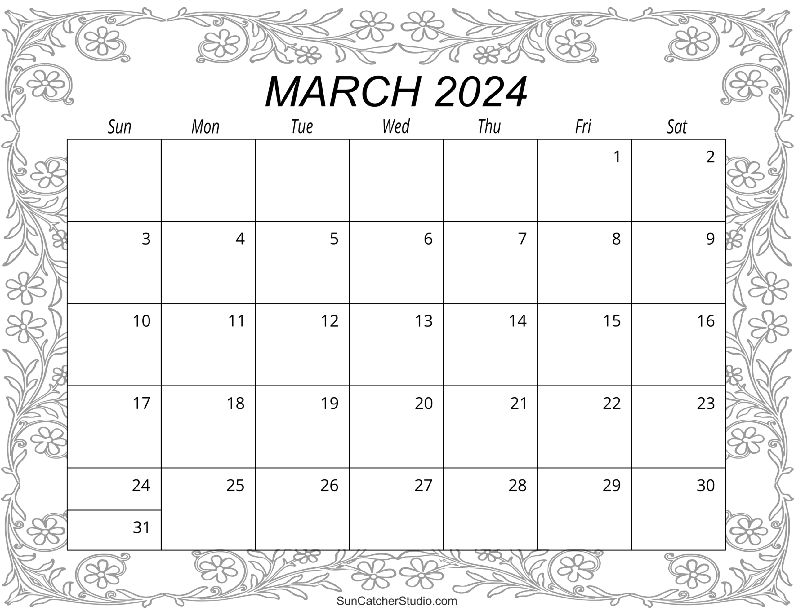 March 2024 Calendar Free Printable Free Printables Monograms Design Tools Patterns U0026 DIY Projects