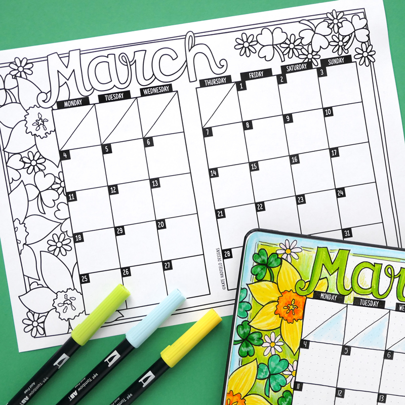 March Calendar Free Printable