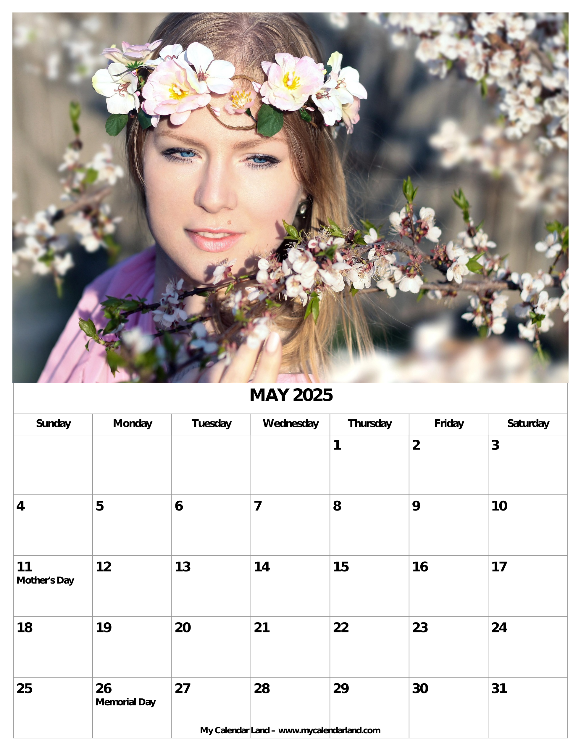 Printable Monthly Calendar May