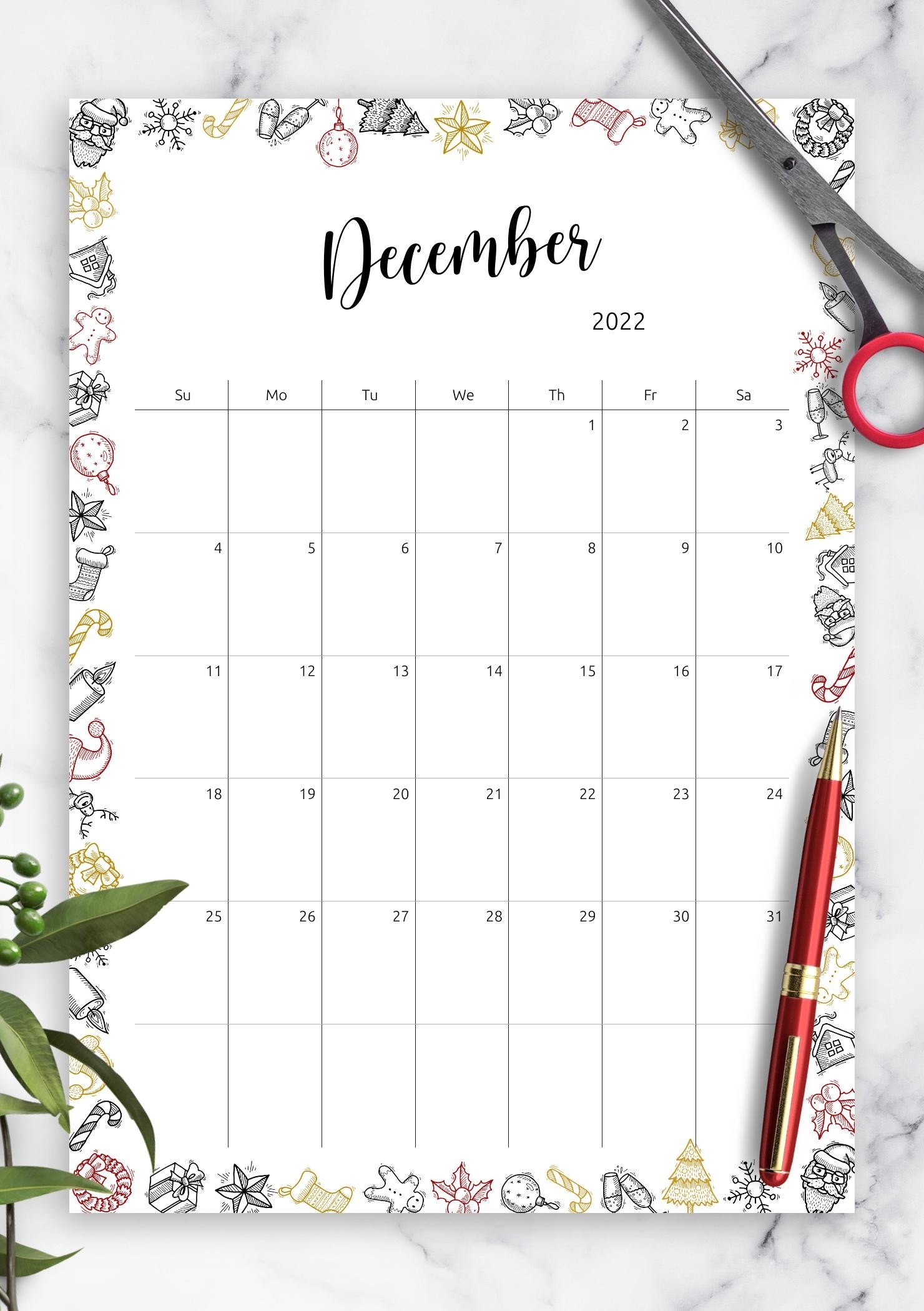 Free Decorative Printable Monthly Calendars