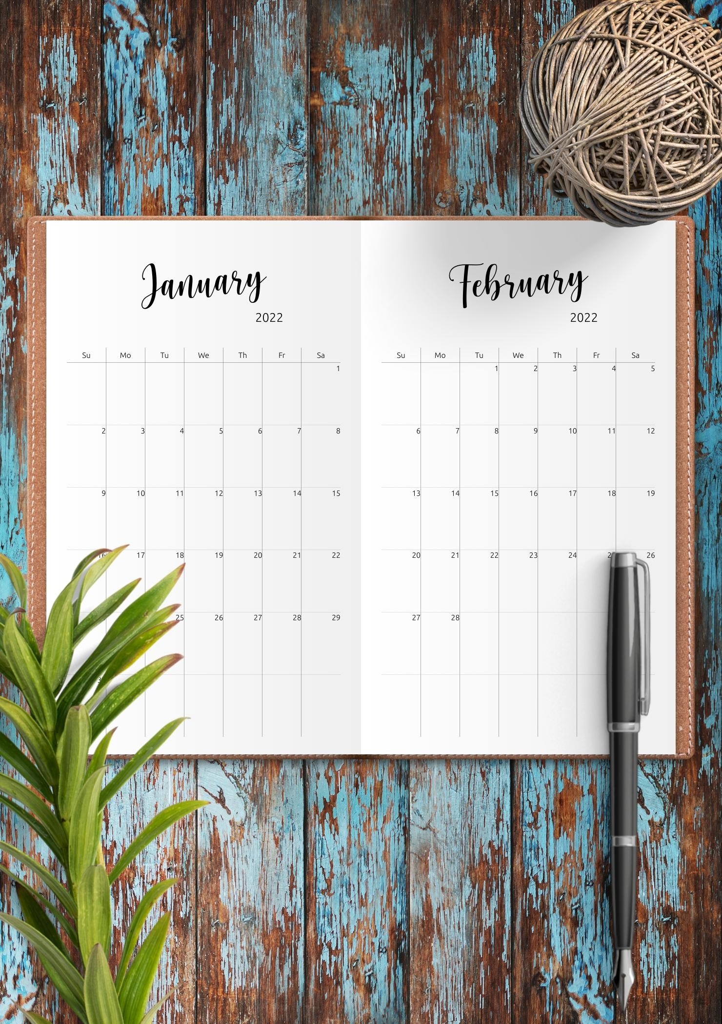 Minimalist Monthly Calendar Template Clean Undated Planner