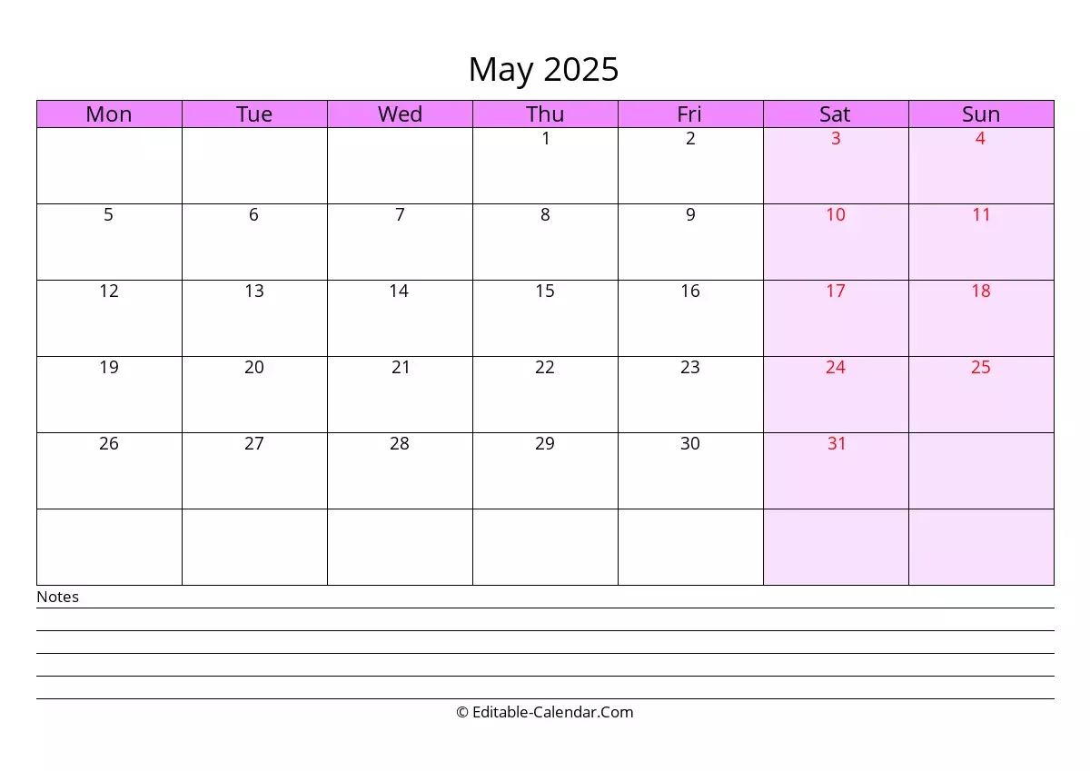 Printable Editable Calendars 2025