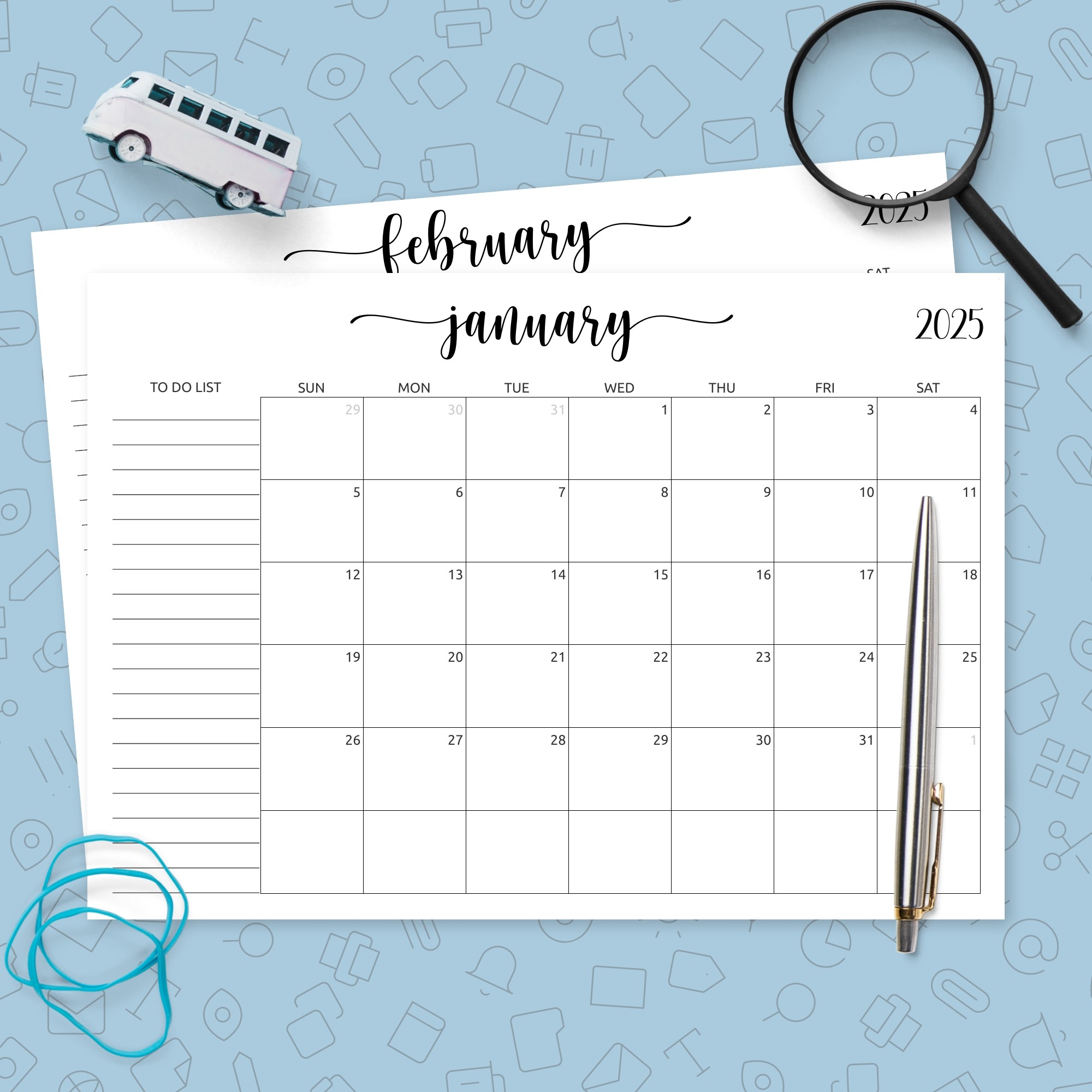 Monthly Calendar With To Do List Template Printable PDF