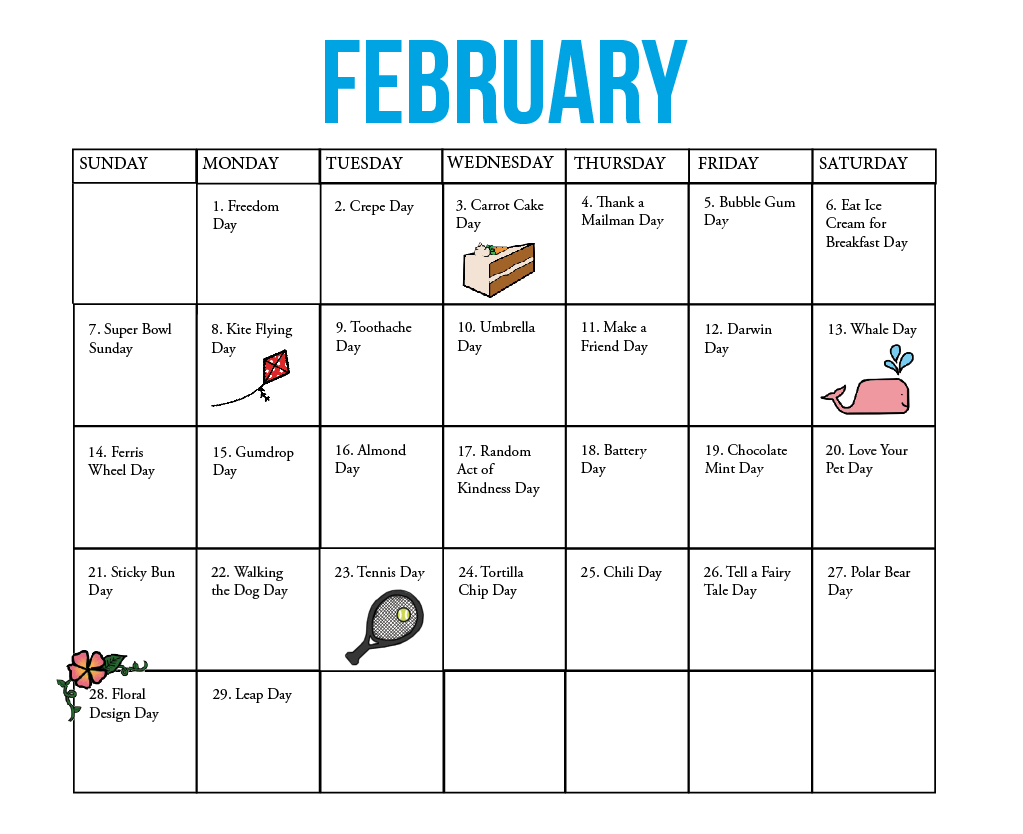 Printable Weird Holidays Calendar