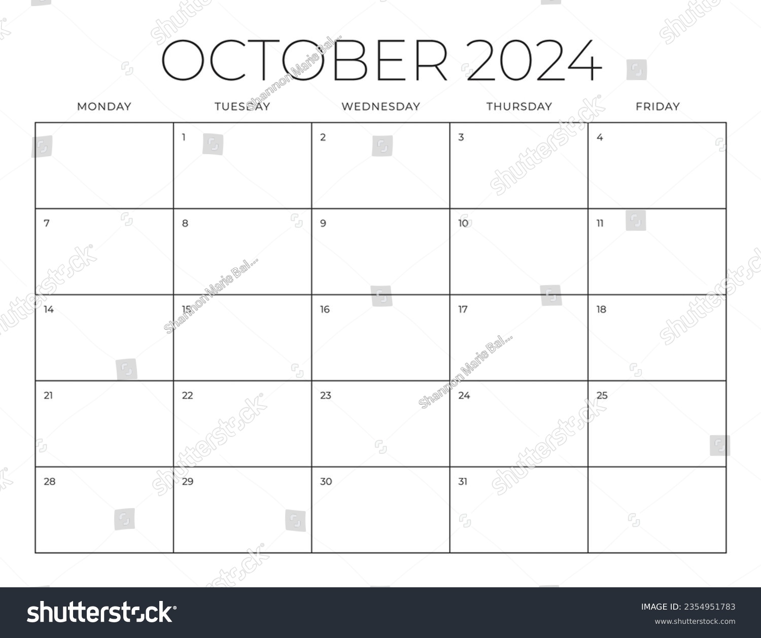 Blank Weekly Calendar Printable Monday Thru Friday Calendar