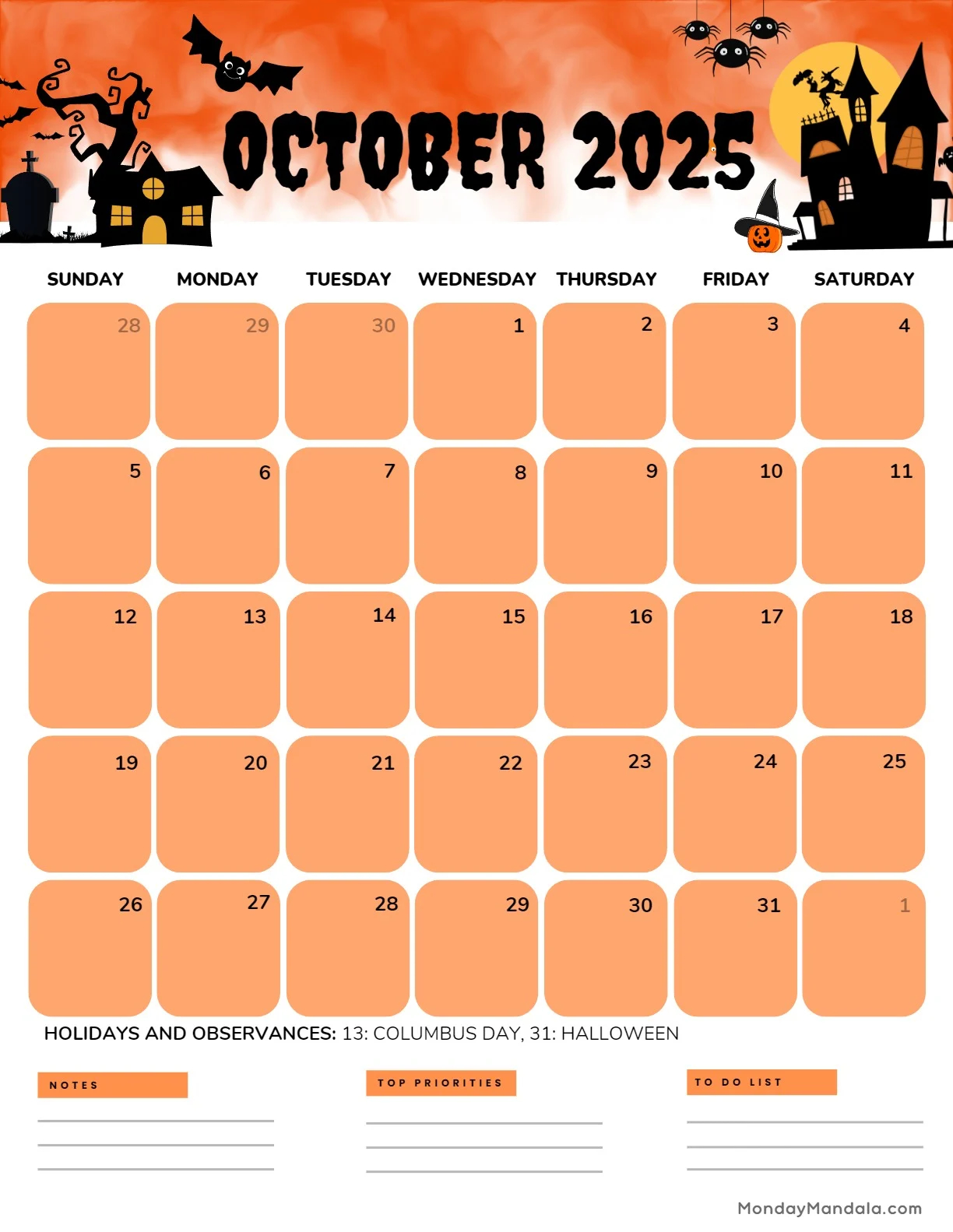 October 2025 Calendar 52 Free PDF Printables 