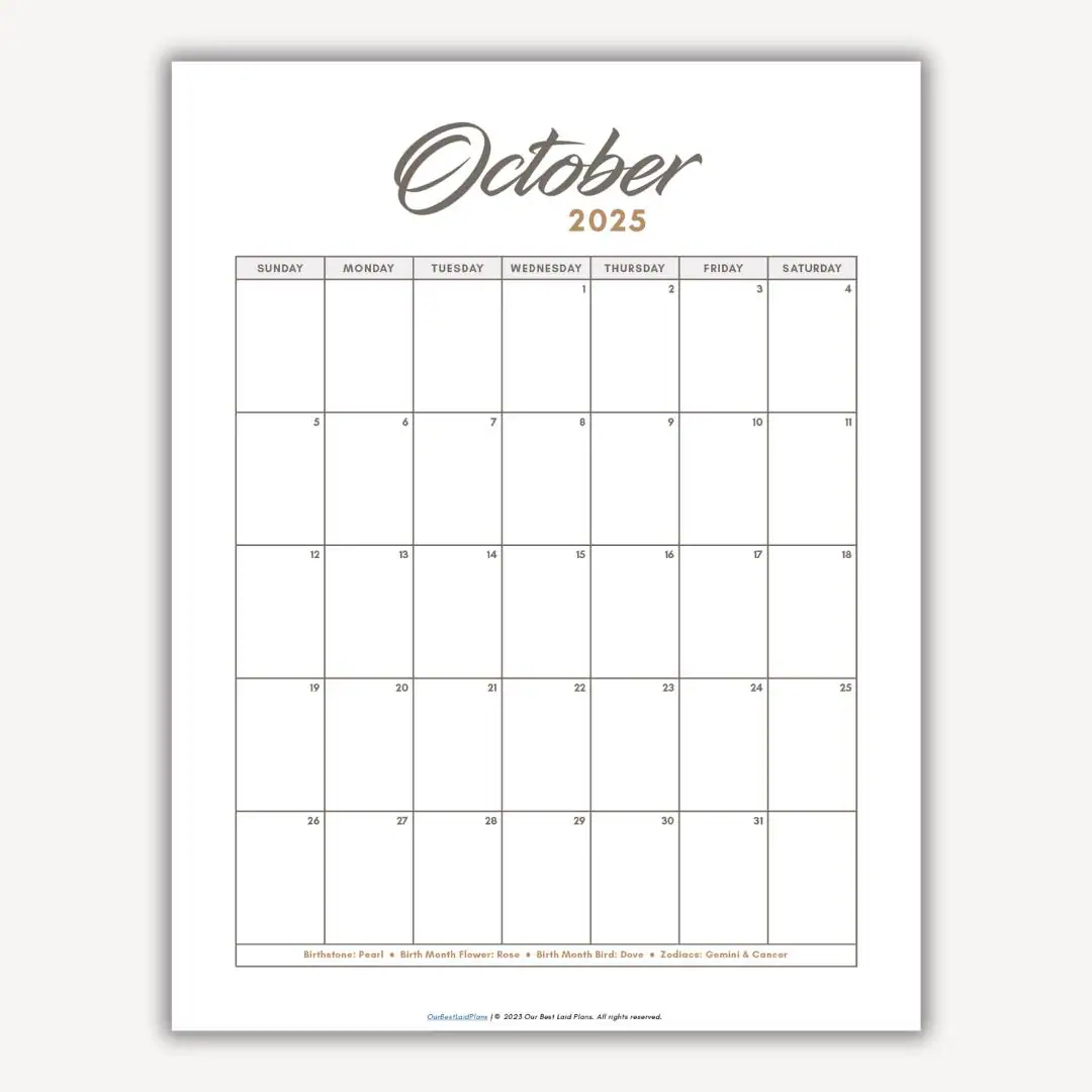 October 2025 Calendar Printable PDF October 2025 Calendar Page October 2025 Pink Boho October 2025 Cute Calendar Oct Cal Digital Download Etsy