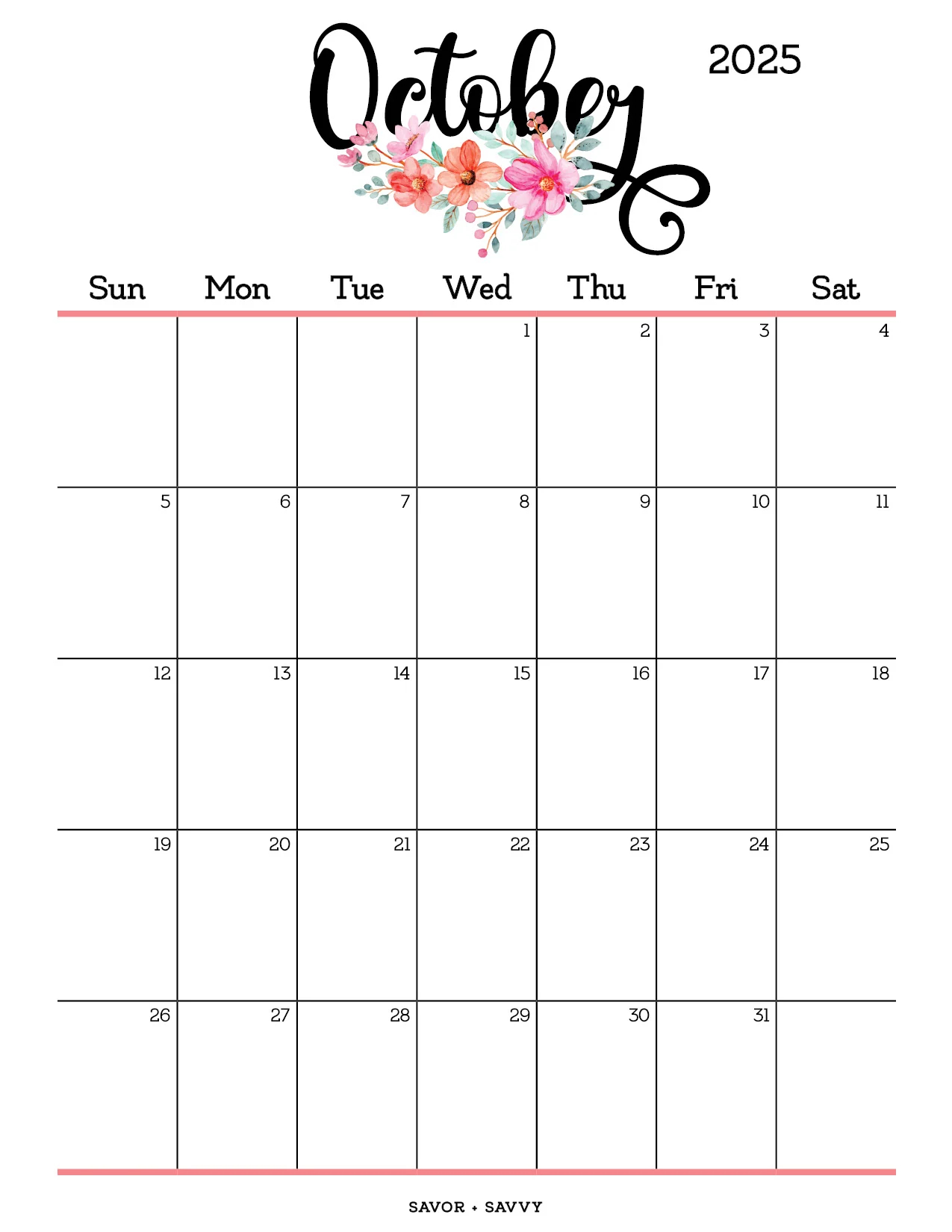 Free Printable October 2025 Preschool Calendar