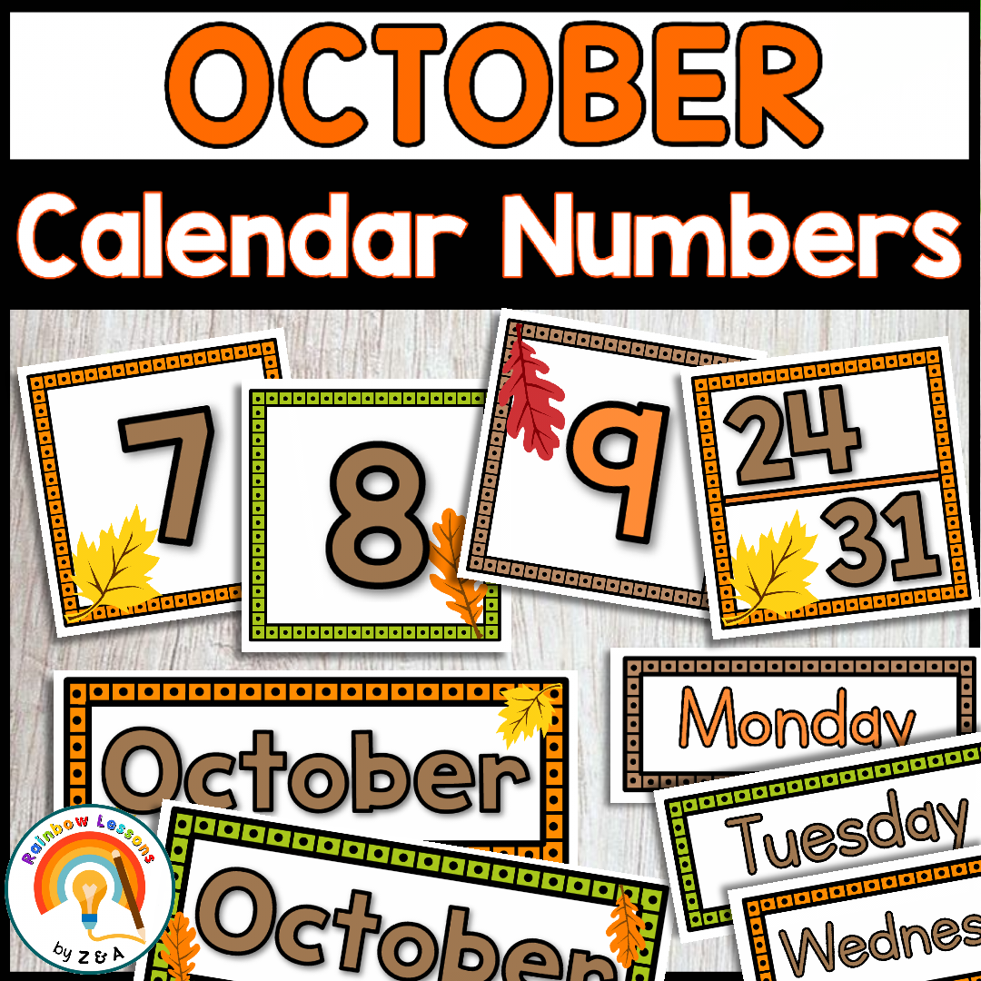October Calendar Numbers Fall Calendar Number Cards Made By Teachers