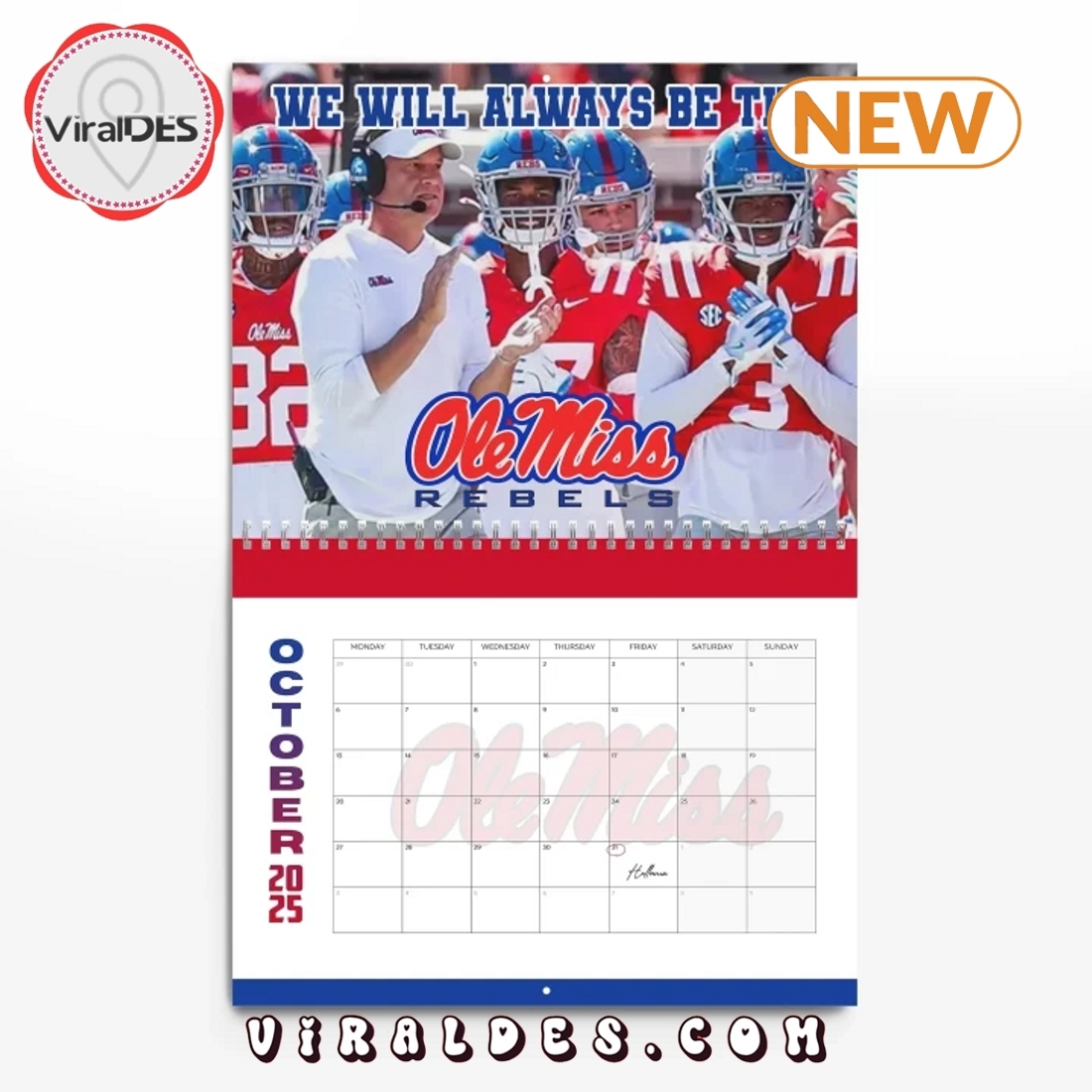 Ole Miss Rebels Football 2025 New Year Calendar Viraldes Store