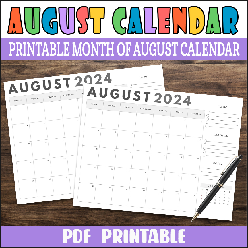 PDF Elegant Blank August 2024 Calendar Printable Minimalist Calendar Made By Teachers