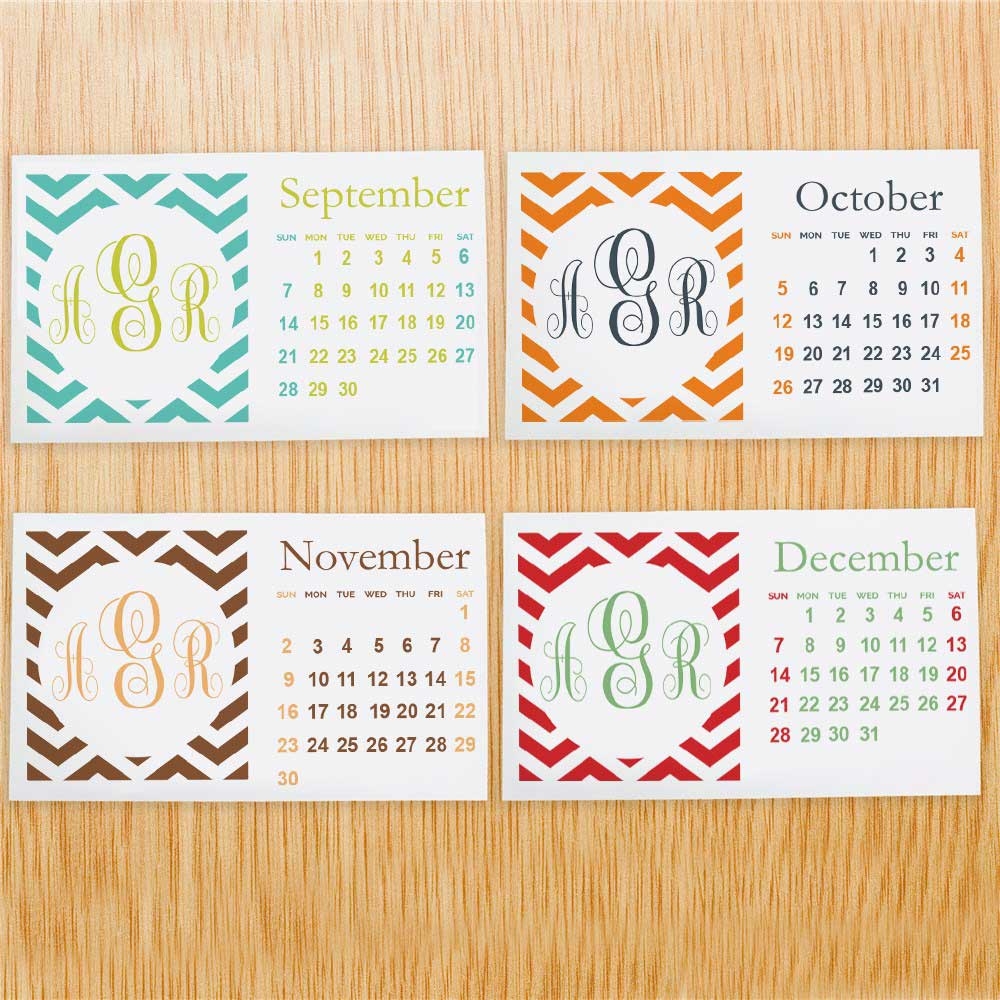 Personalized Chevron Monogram Desk Calendar GiftsForYouNow