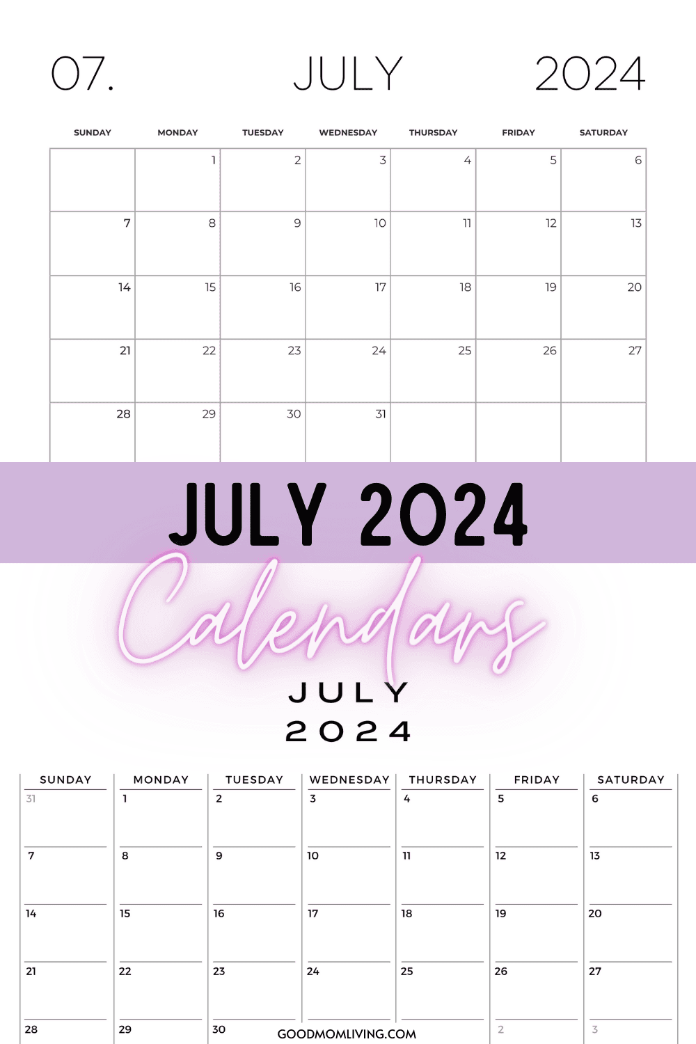 Plan Your Best July With This Free 2024 Calendar Printable Good Mom Living
