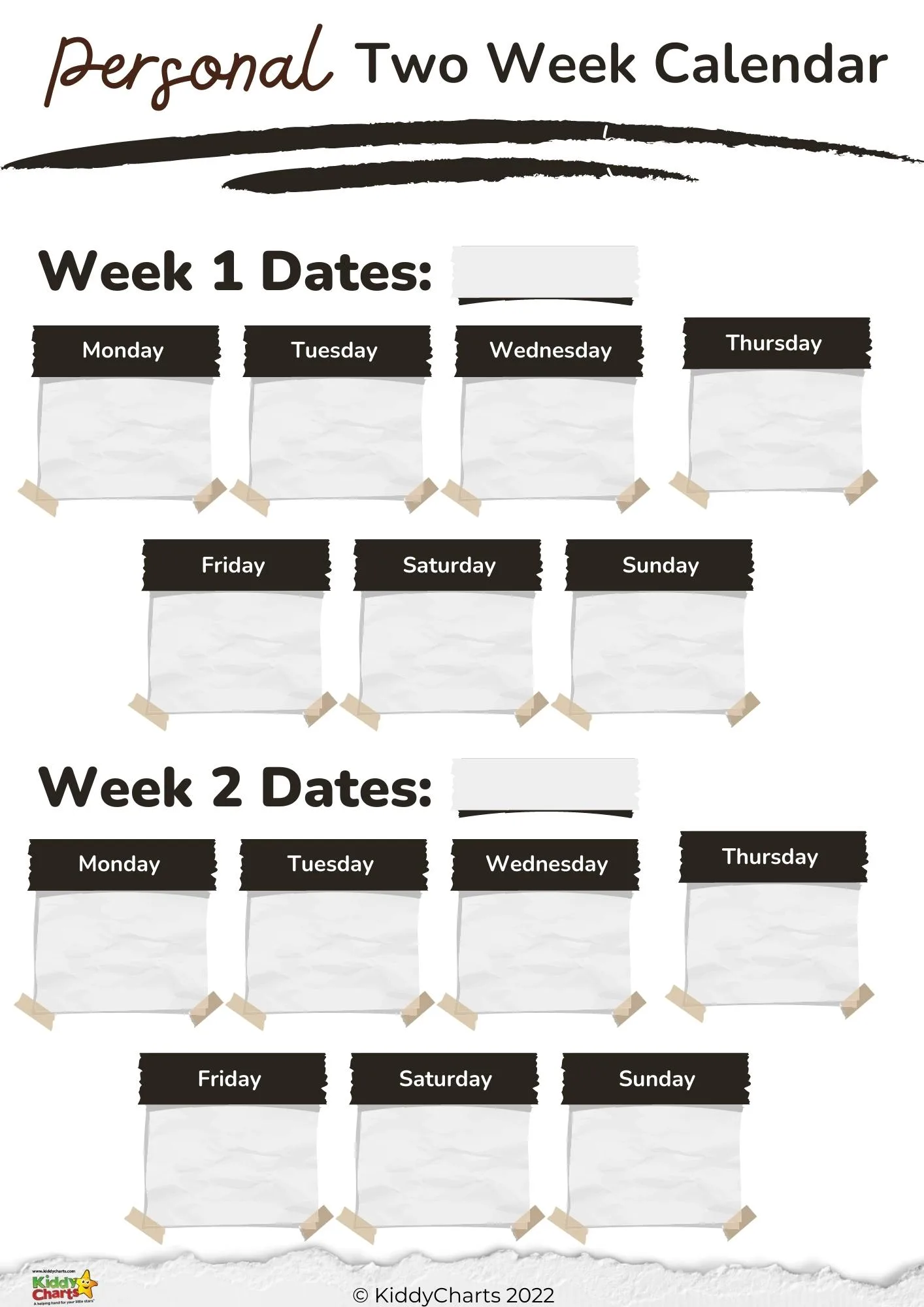Printable Two Week Blank Calendar