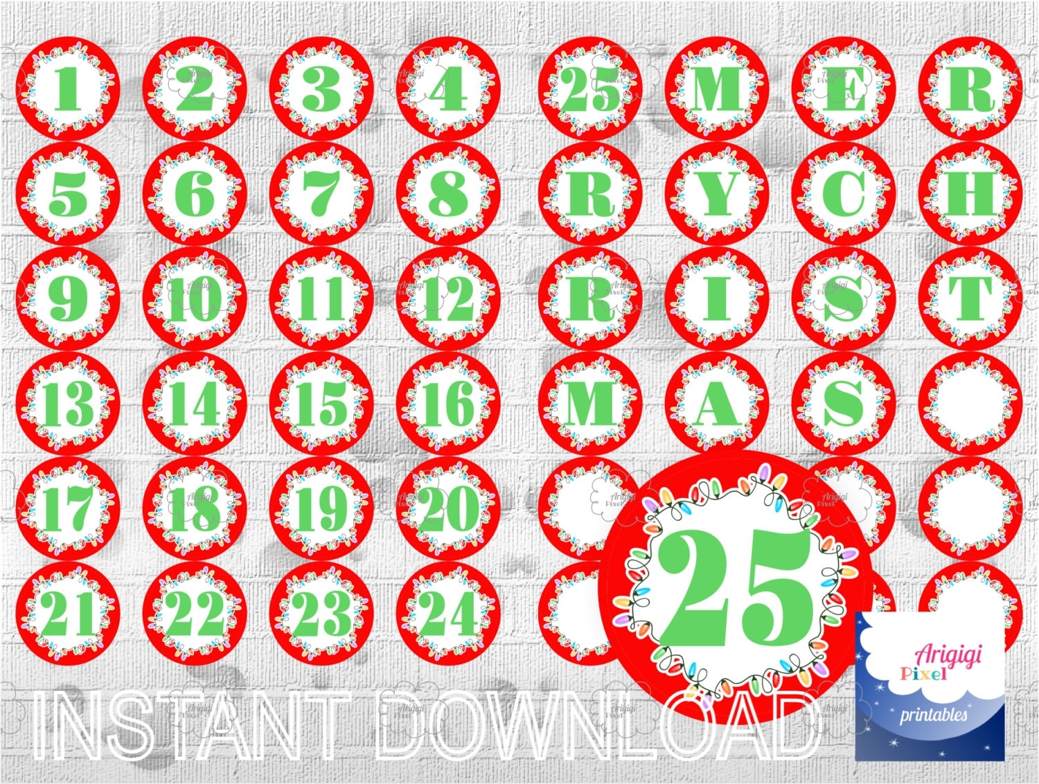 Printable Christmas Advent Calendar Numbers