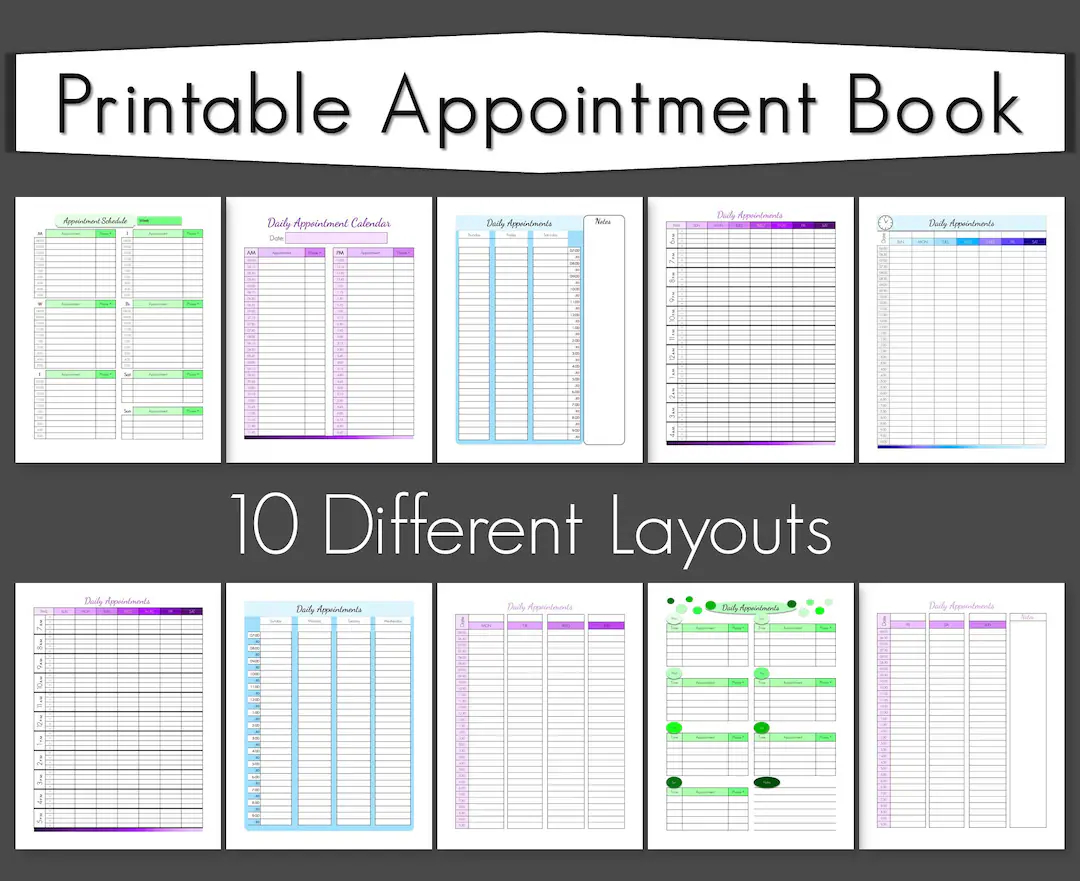Printable Appointment Book Weekly Appointment Planner Daily Schedule Printable Appointment Pages Business Printables Business Gift Etsy