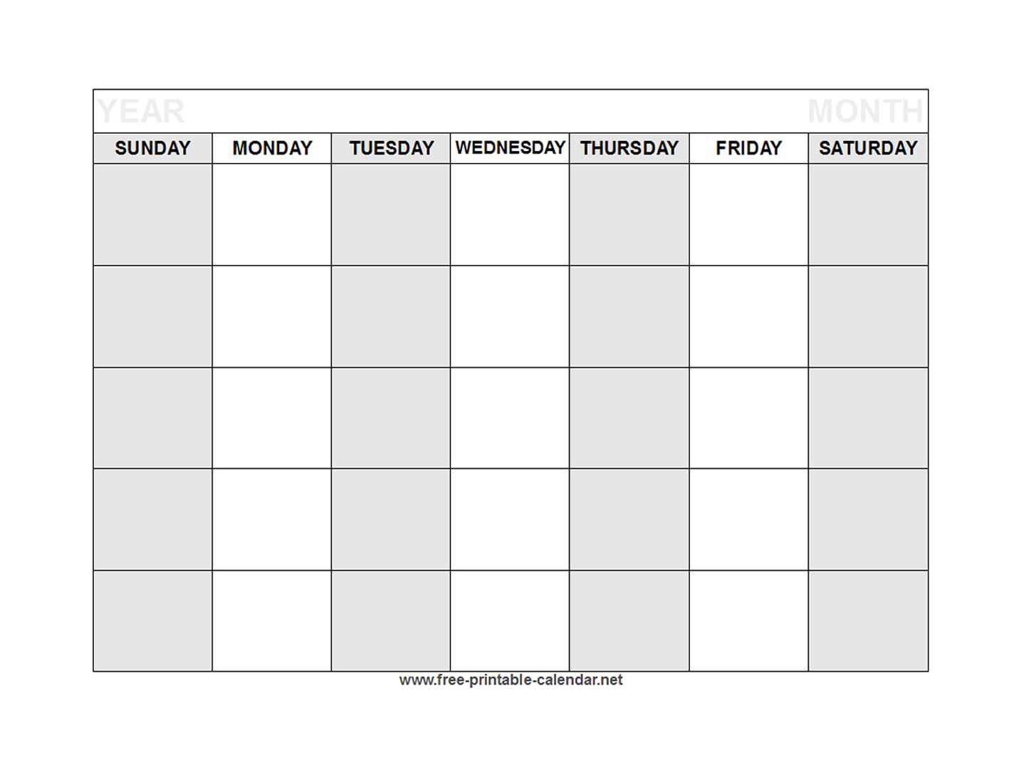 Free Printable Blank Calendar Printable