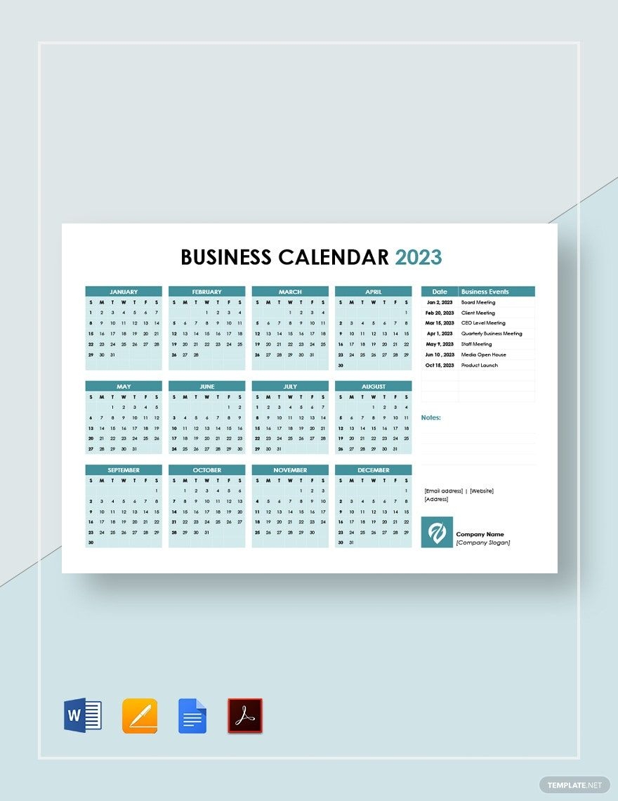 Business Owner Calendar Printable