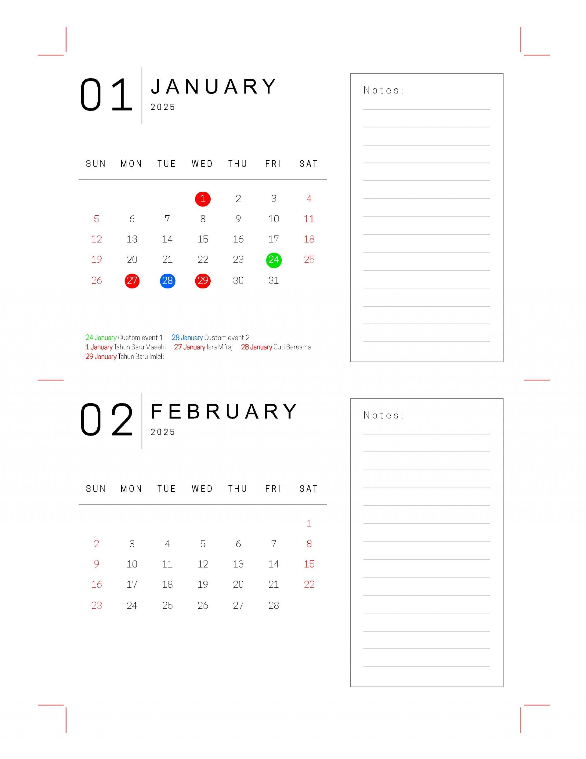 Free Printable Year Calendar