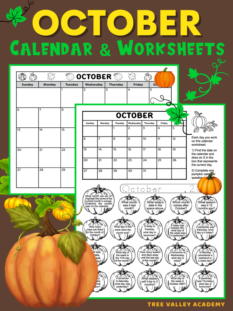 Printable Calendar Worksheet For October 2025