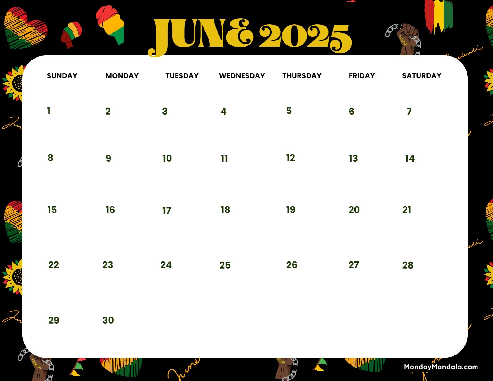 Free Printable Horizontal Calendar 2025