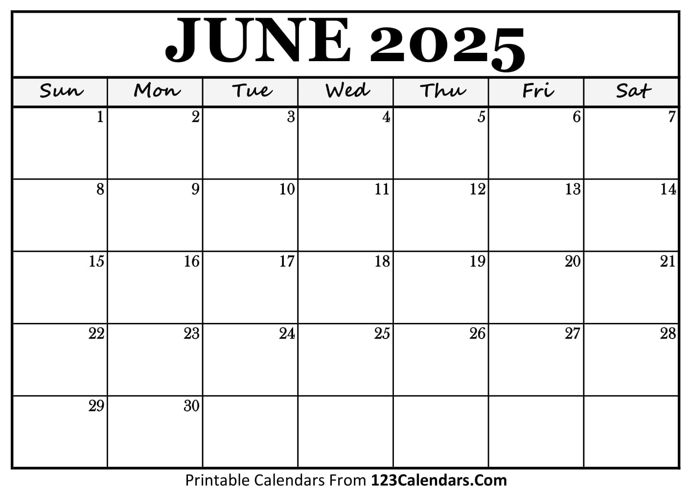 Printable June Fitness Calendar 2026