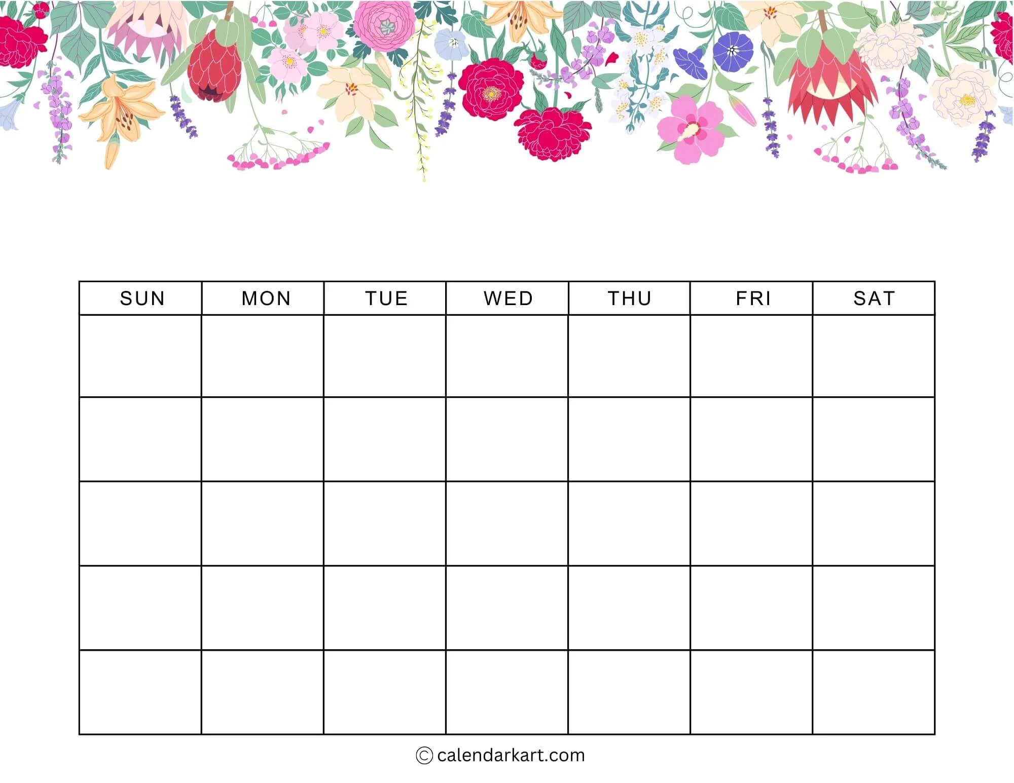 Calendar Blanks Printable