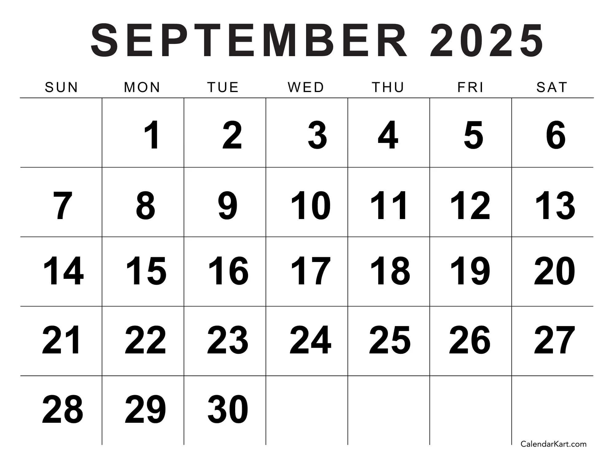 Printable September 2025 Calendar With Holidays Calendarkart