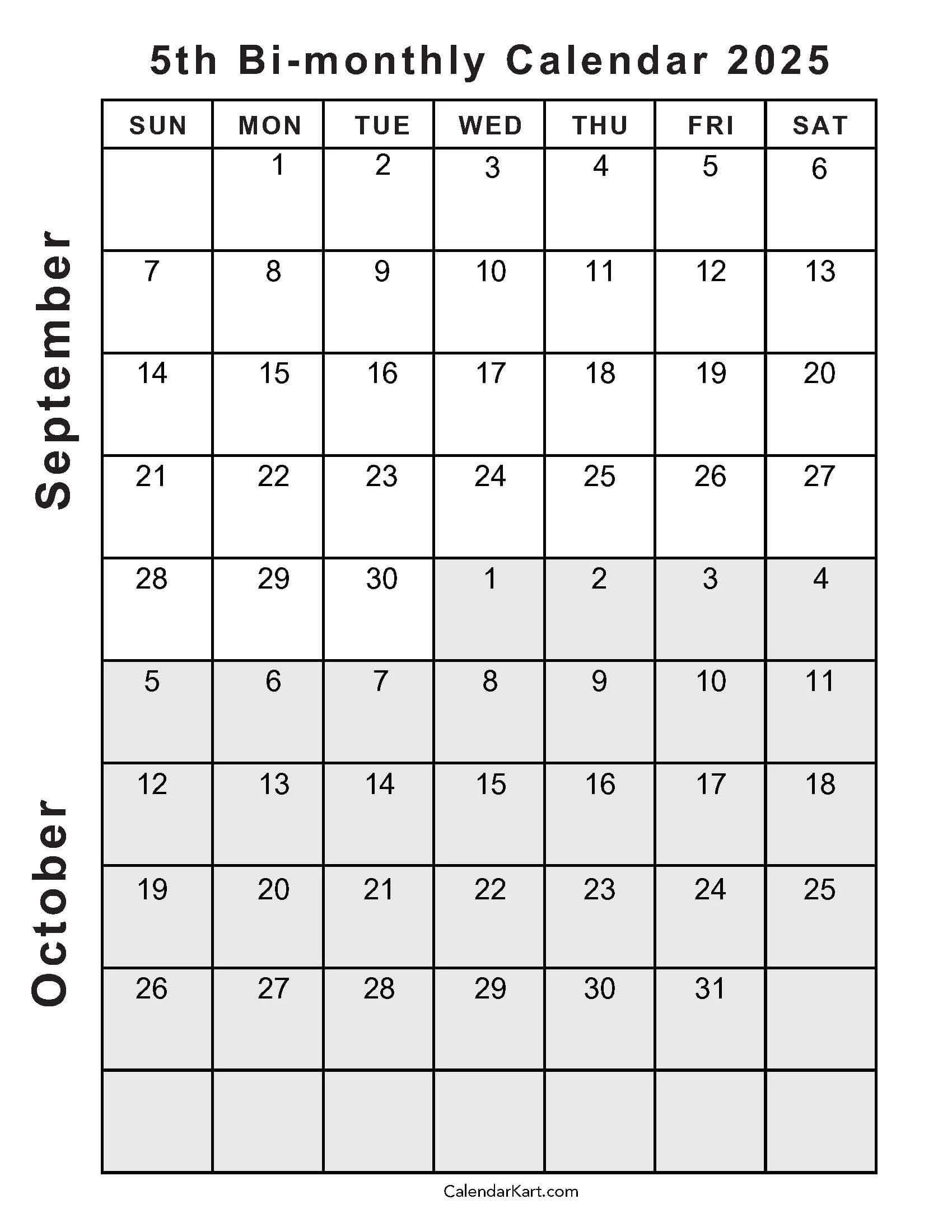 Free Printable Calendar 2025 September October