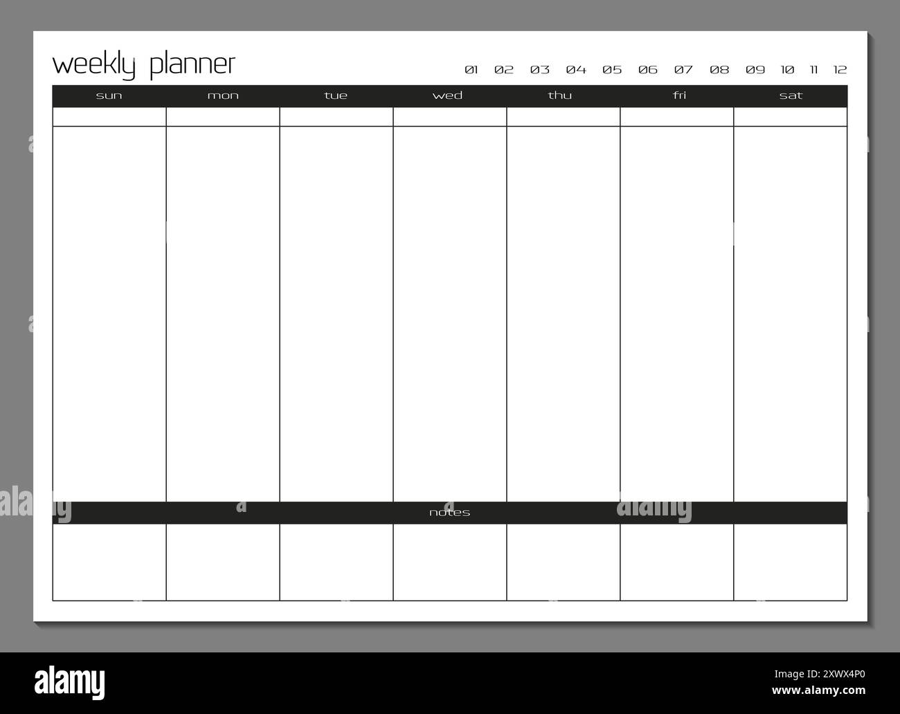 Printable Weekly Planner Black And White Stock Photos Images Alamy