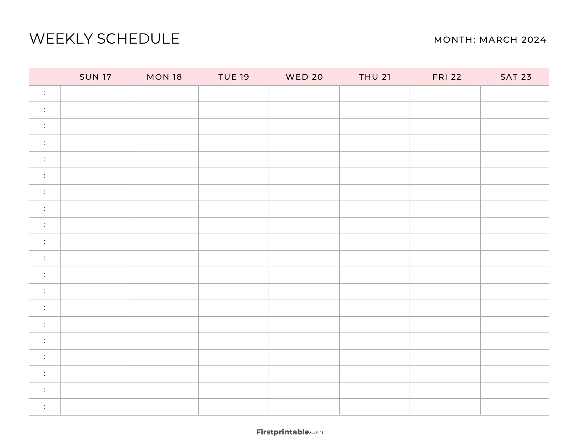 Printable Weekly Schedule Calendar
