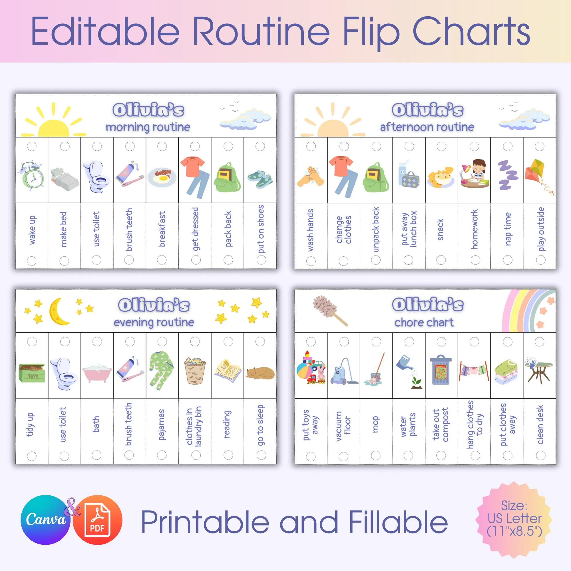 Morning And Evening Chore Monthly Calendar Printable
