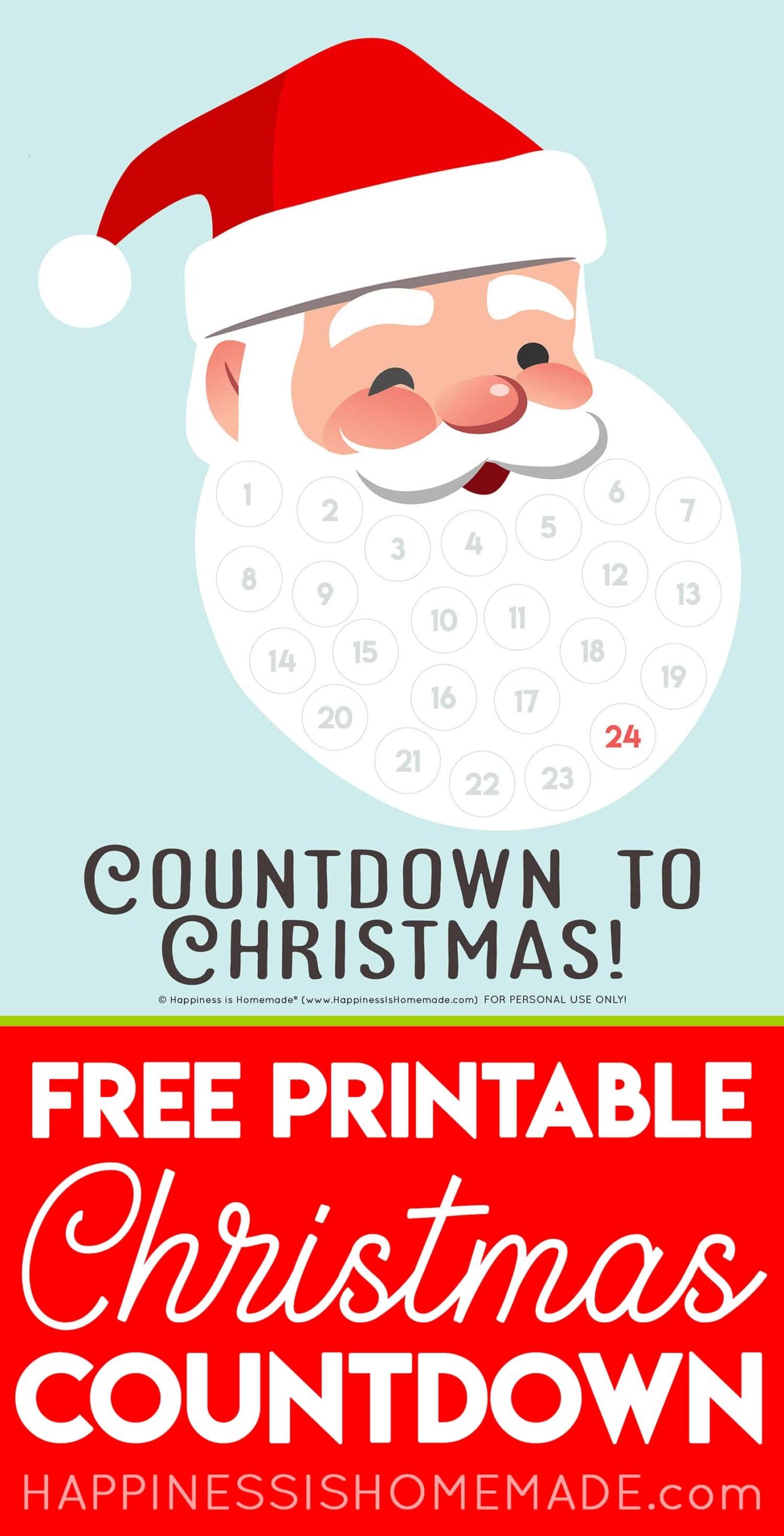 Christmas Countdown Calendar Printable