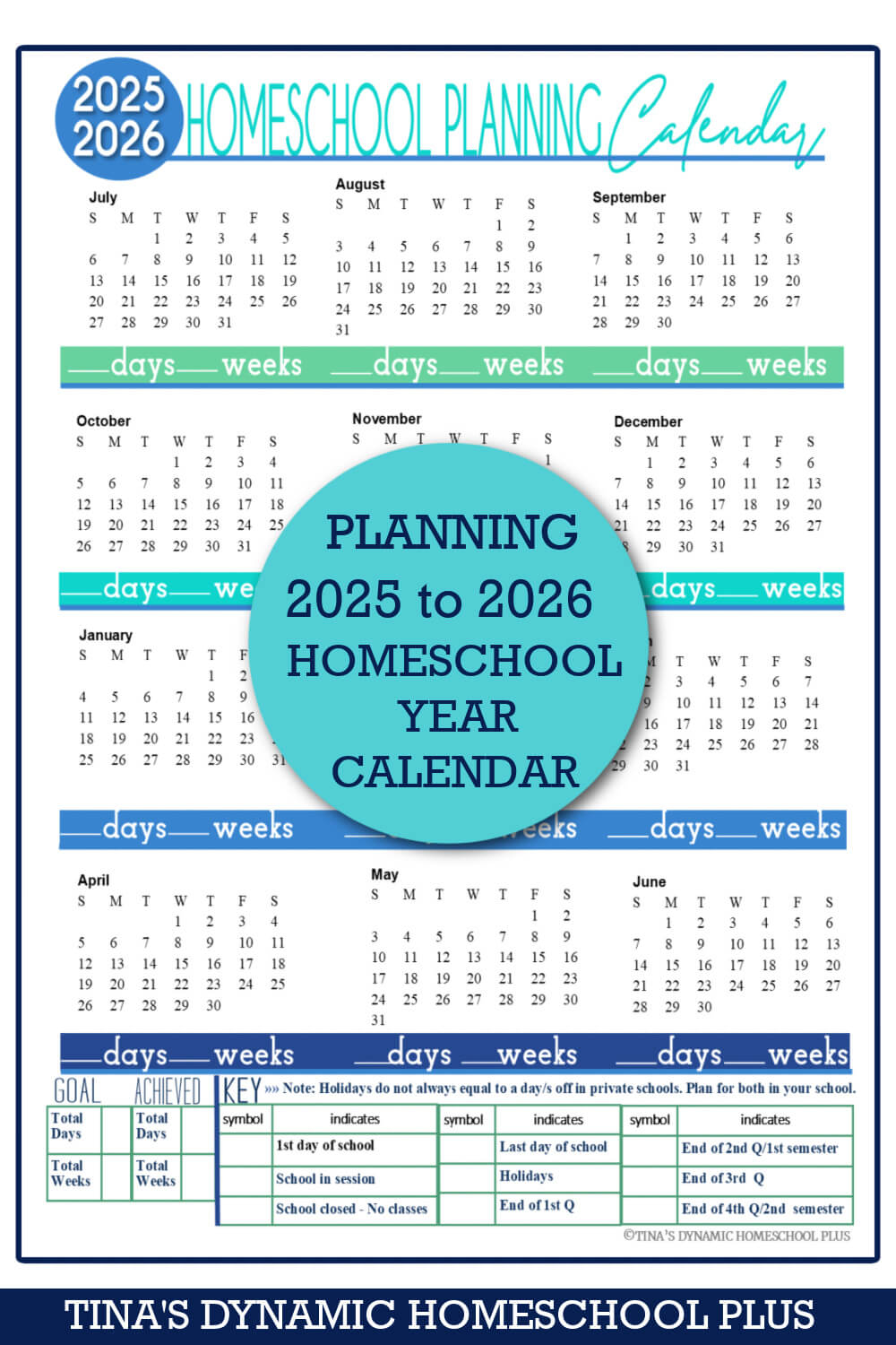Printable 2025-2026 School Calendars